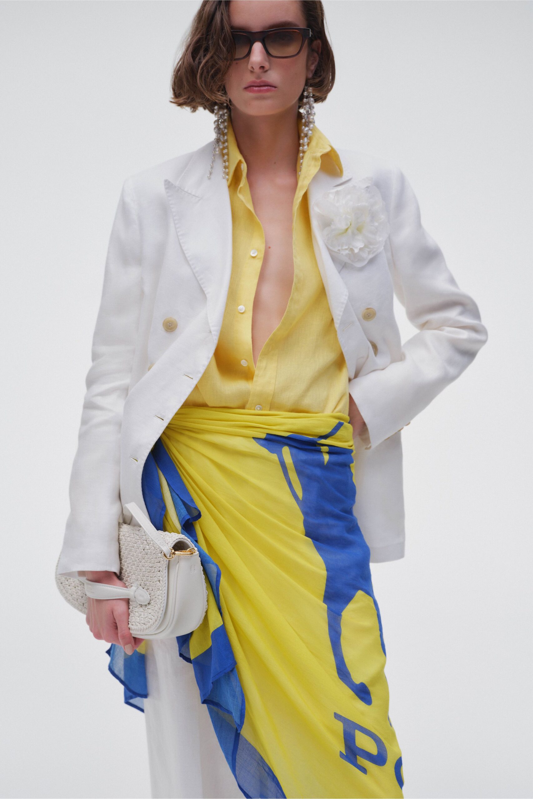 yellow long-sleeve collared relaxed shirt