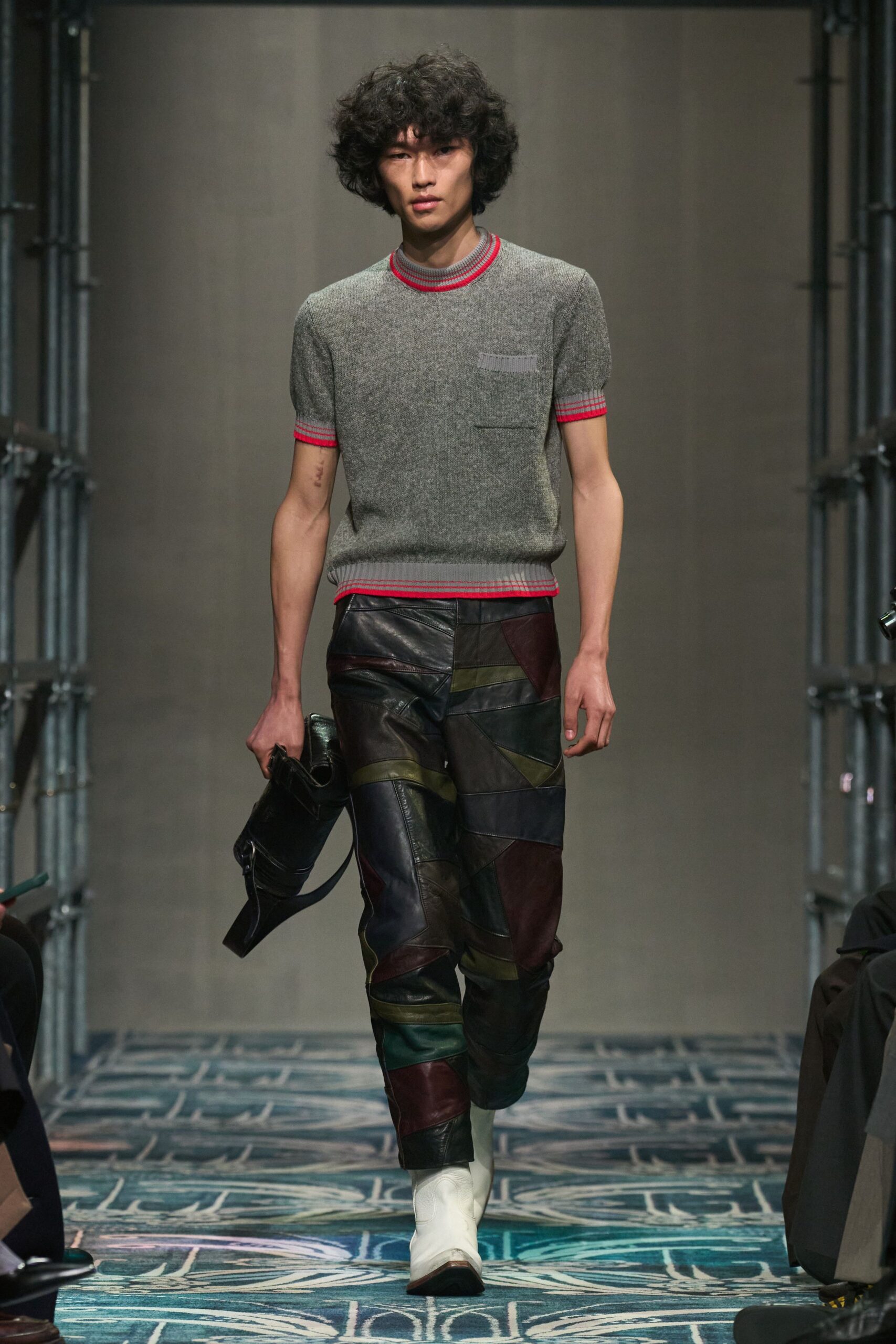 multi leather slim cargo pants