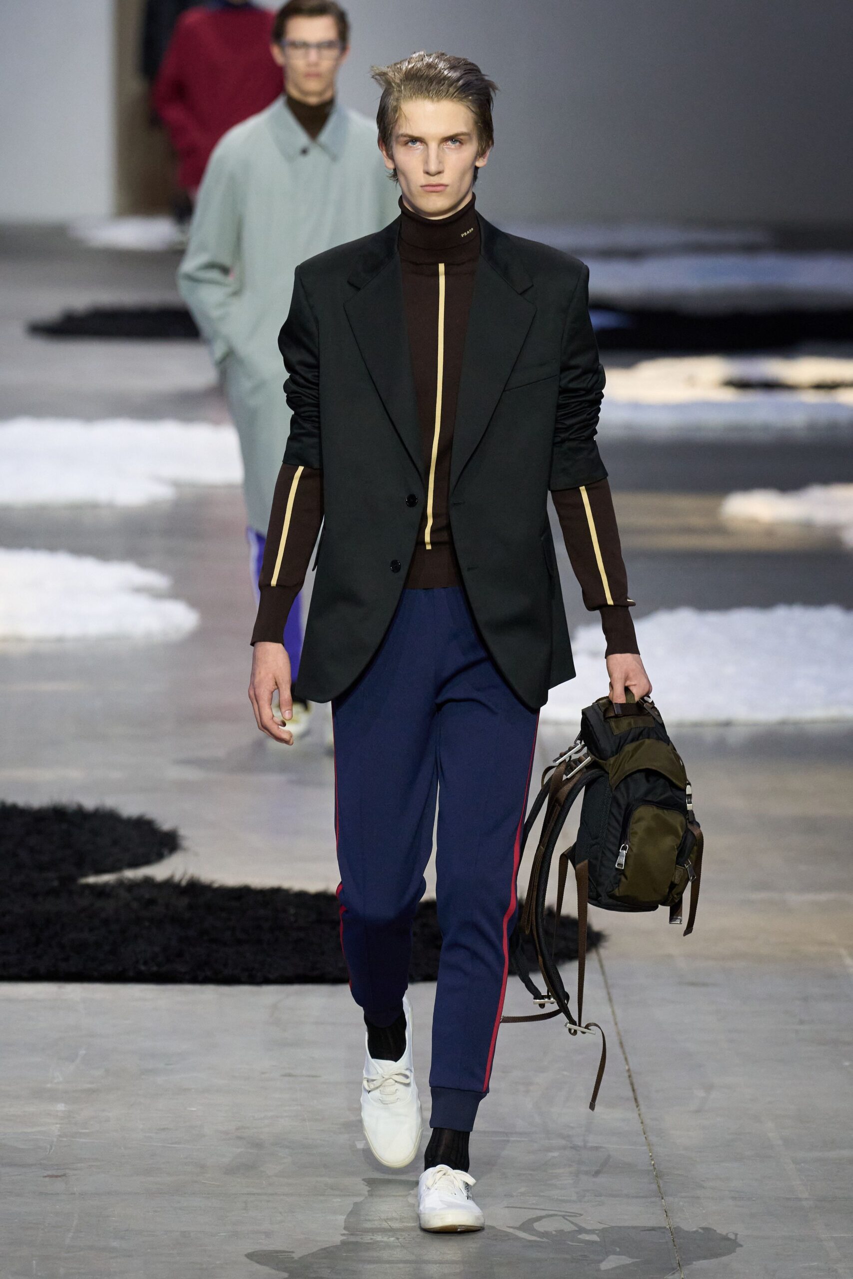 black blazer brown turtleneck outfit
