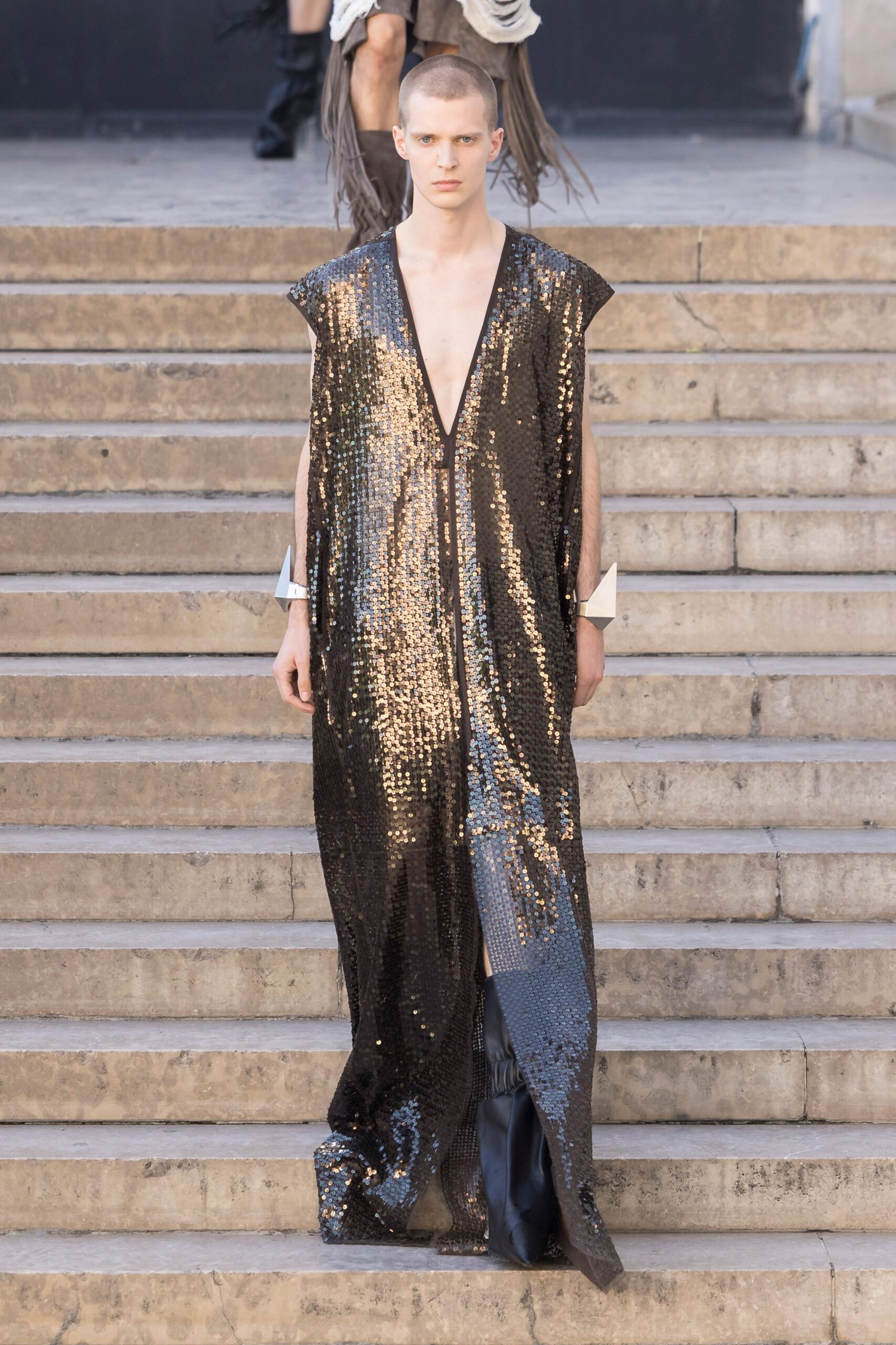 black and gold sequin gown