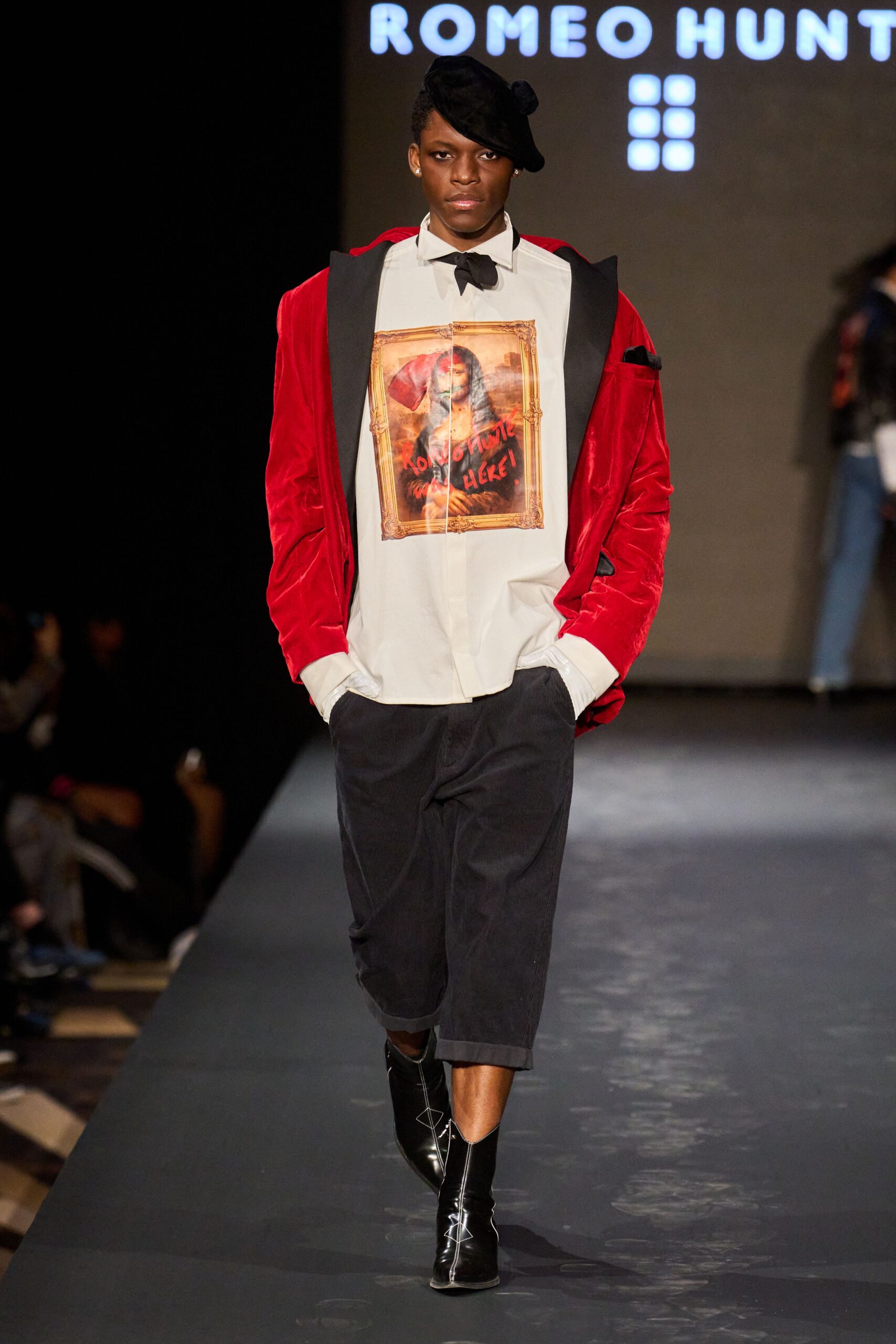 red velvet long-sleeve collared structured buttoned jacket