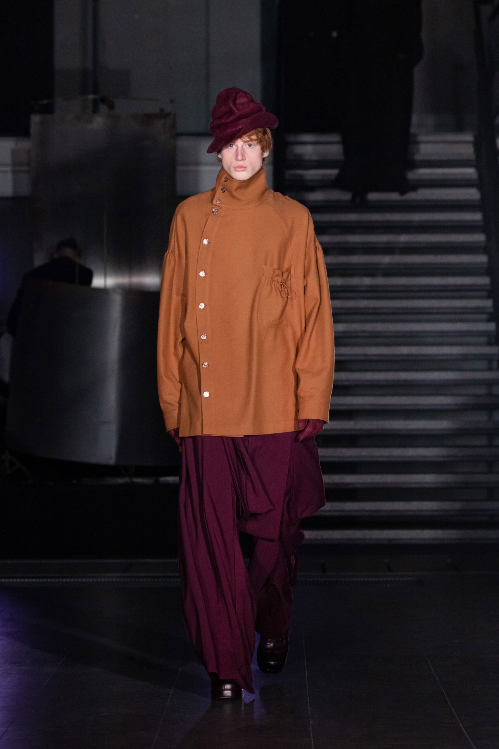 brown cotton long-sleeve collared oversized buttoned shirt