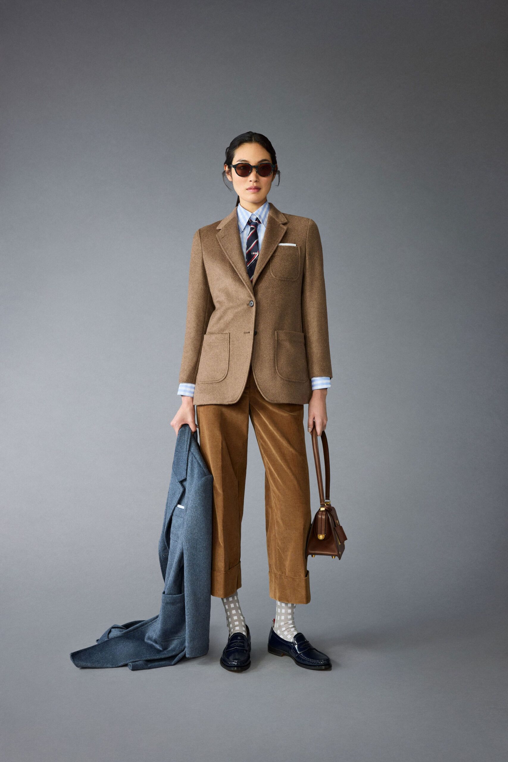 brown tweed tailored blazer
