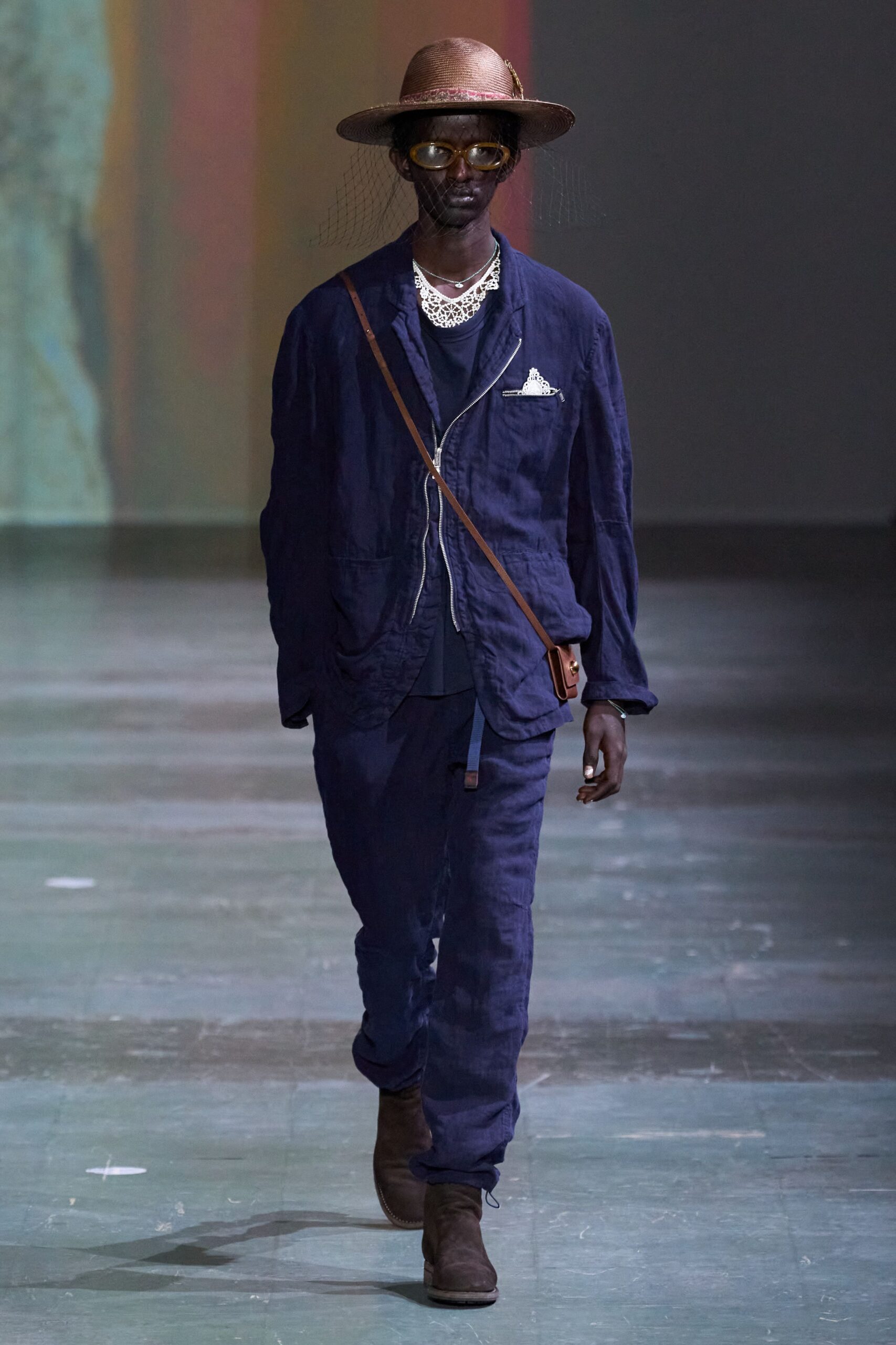 blue cotton relaxed suit