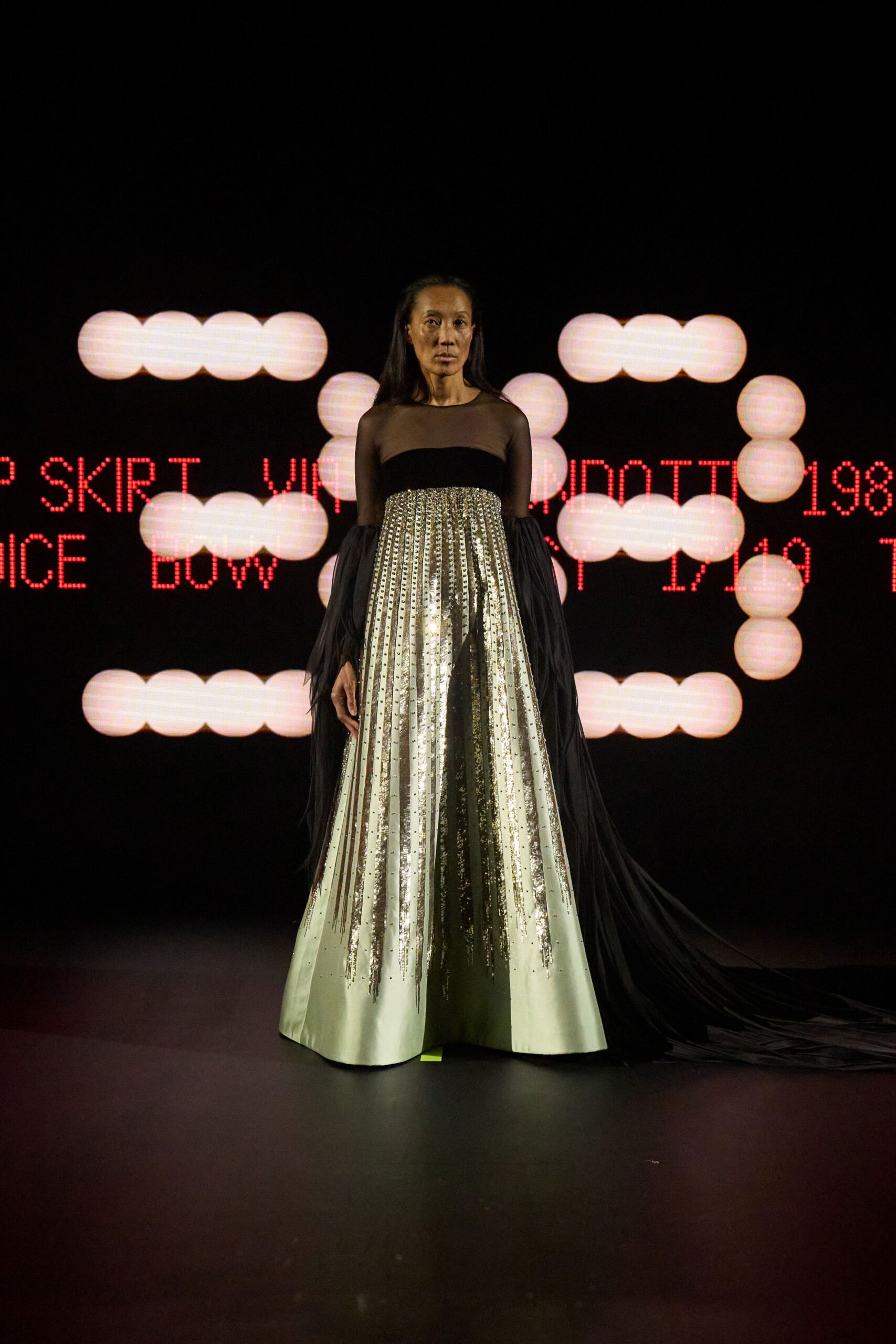 black and green sequined gown