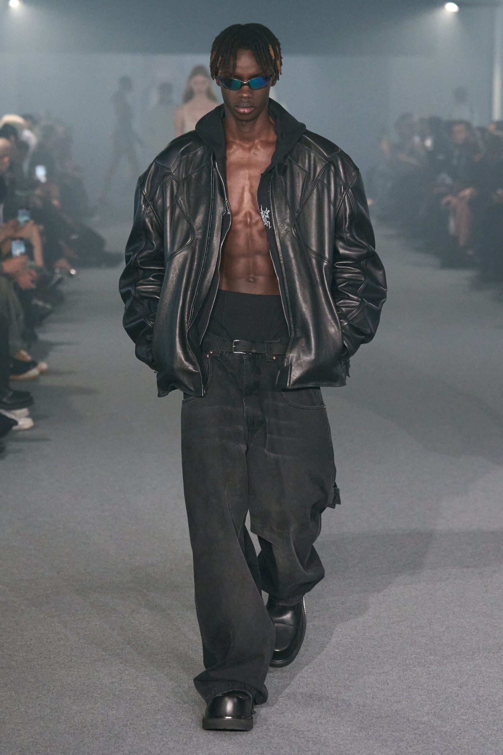 black leather oversized jacket