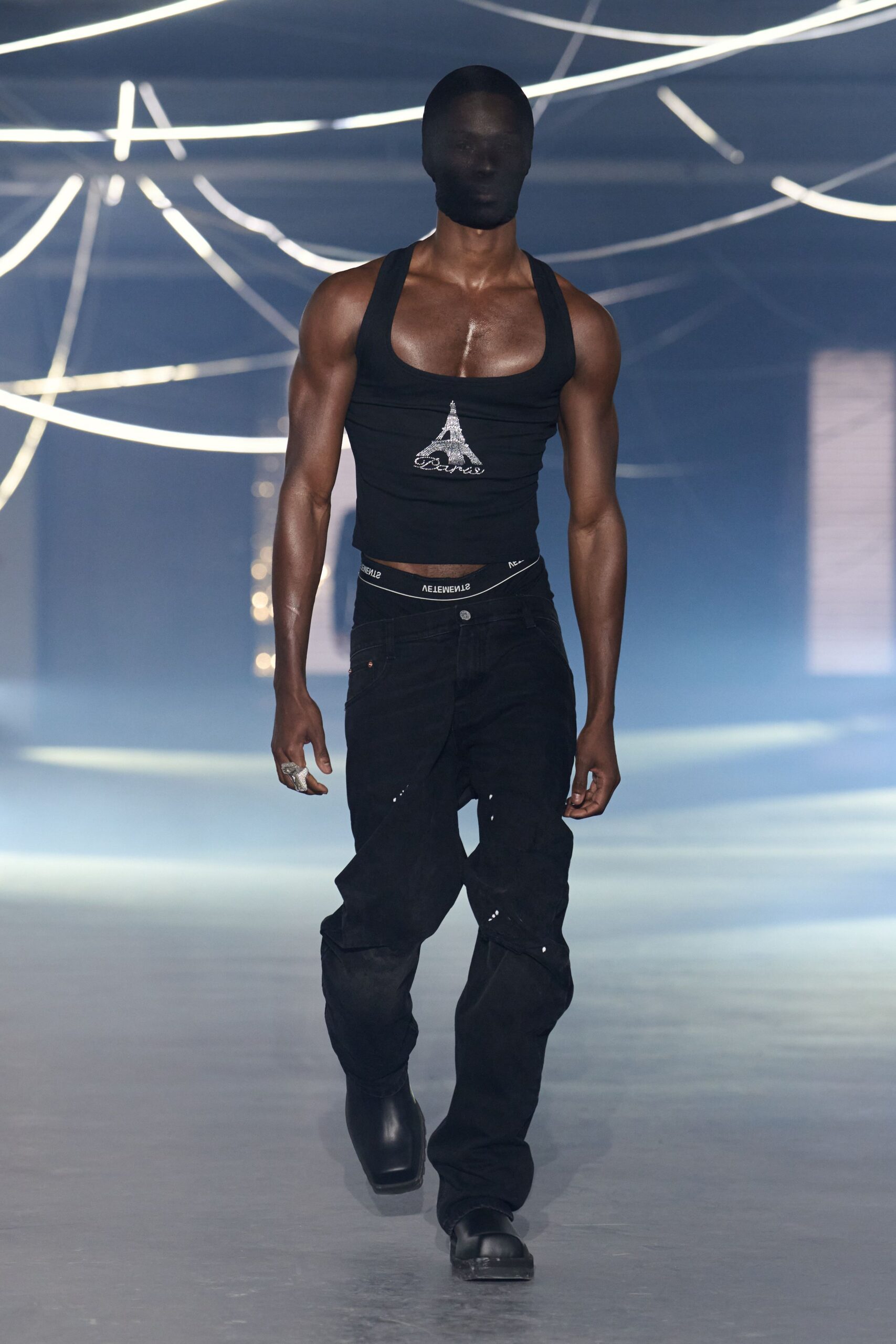 black tank-top and cargo pants