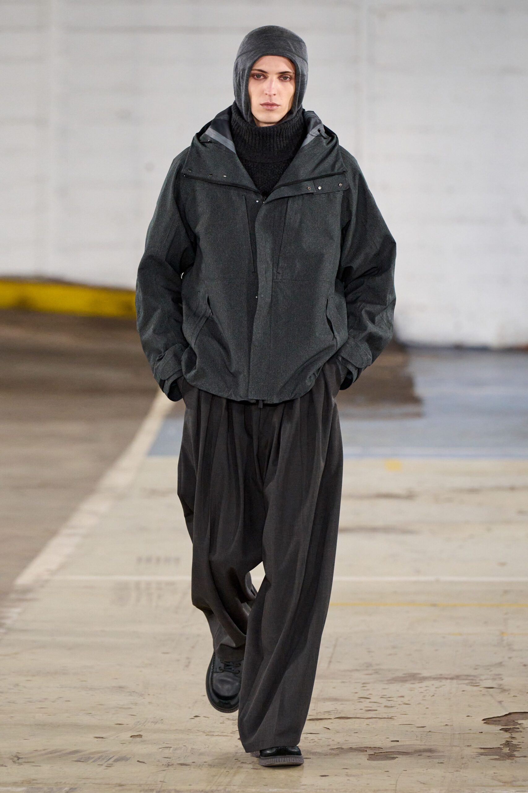 black relaxed jacket with turtleneck