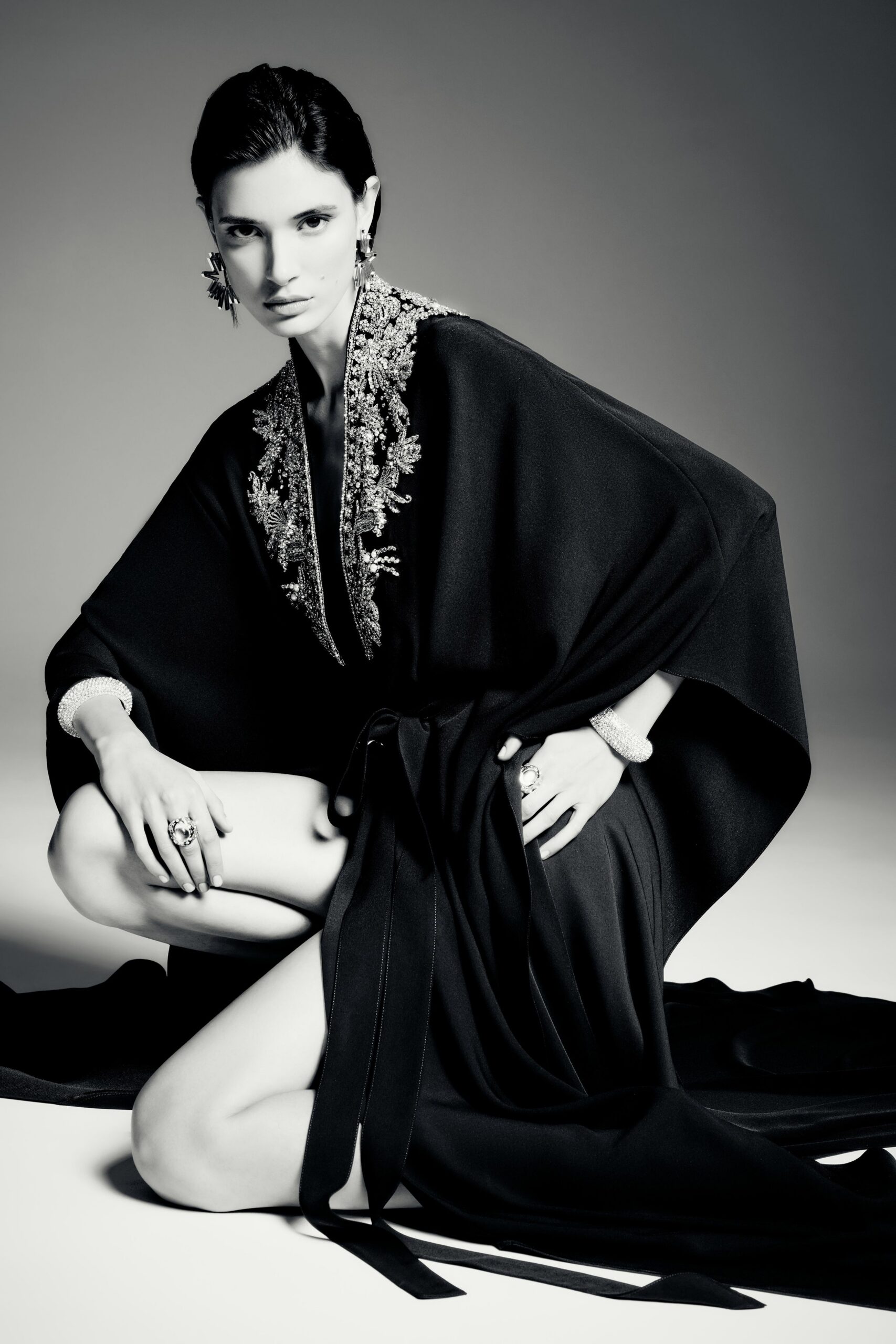 black silk sleeveless dress