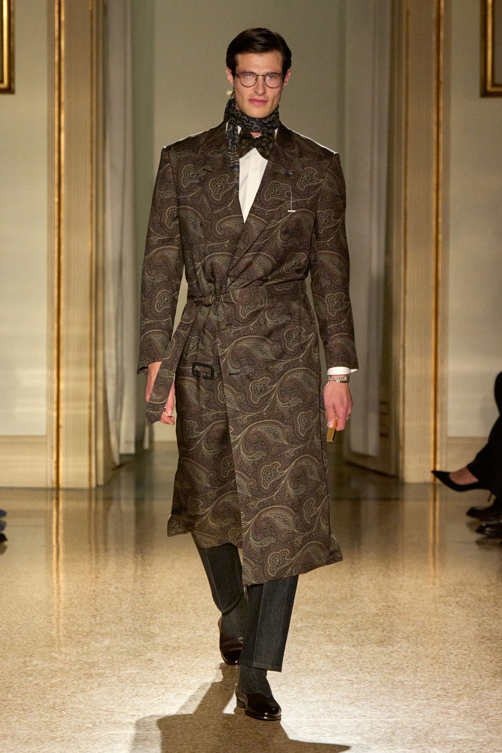 brown silk paisley coat