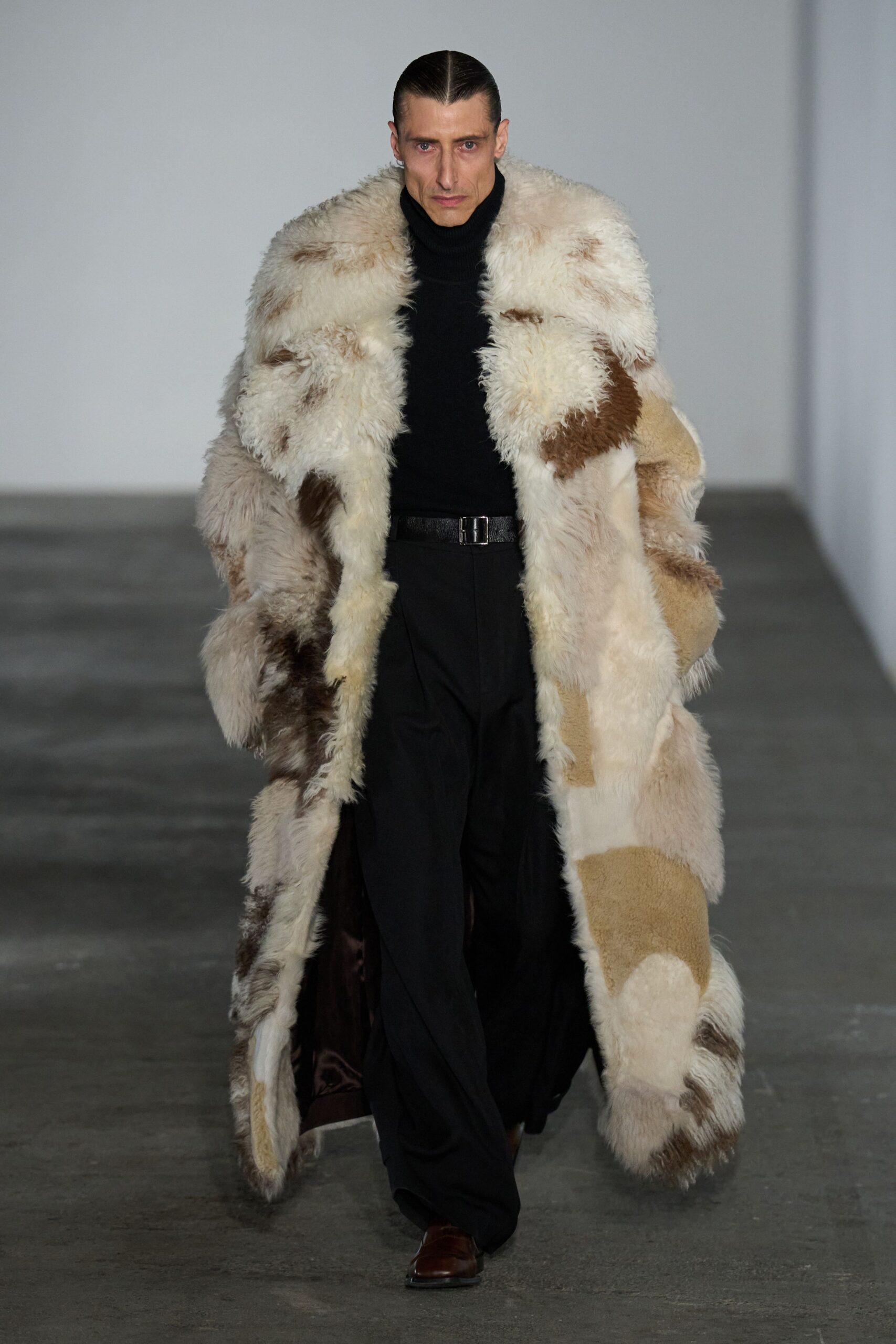brown fur relaxed layered coat