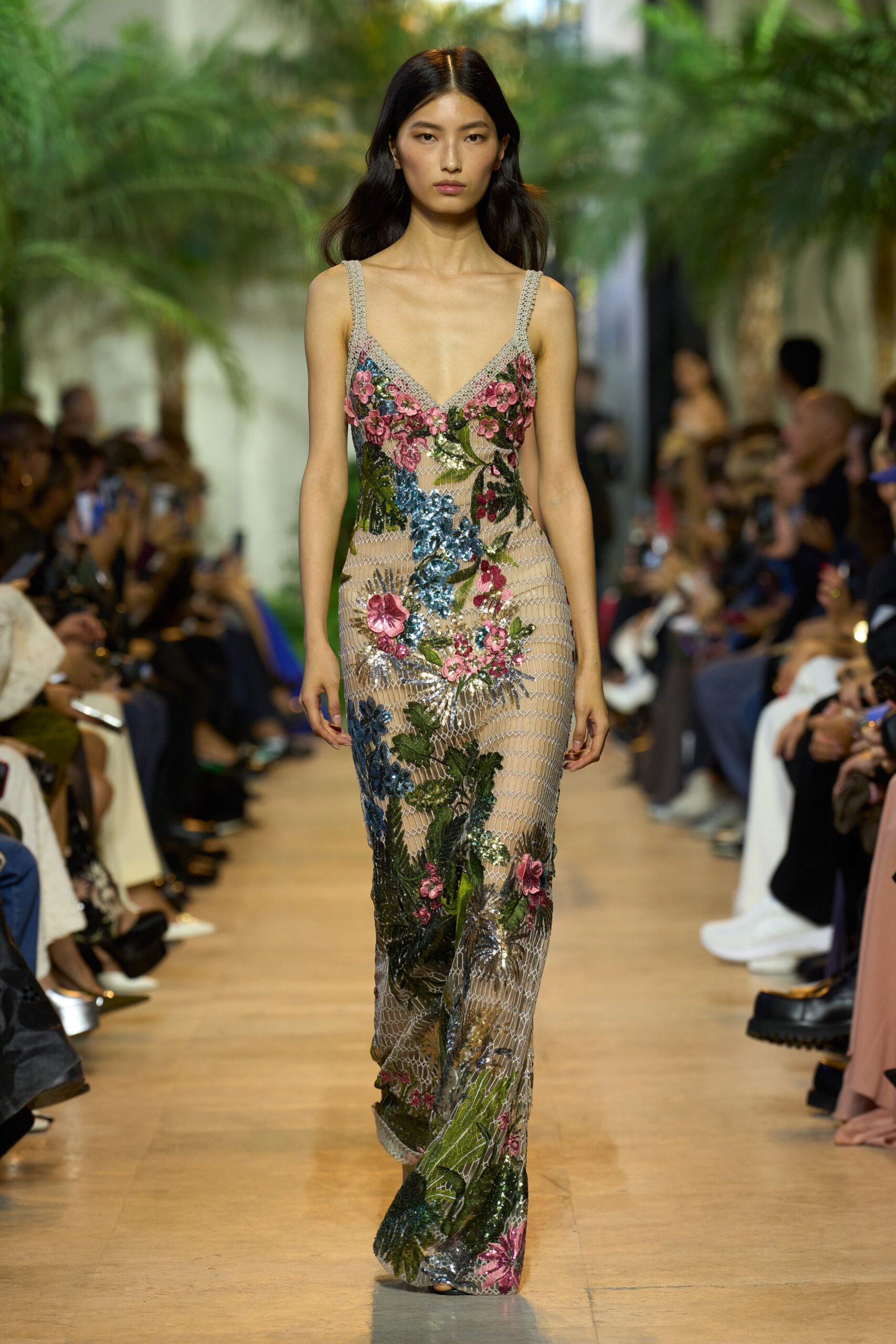 multi-colored embroidered gown