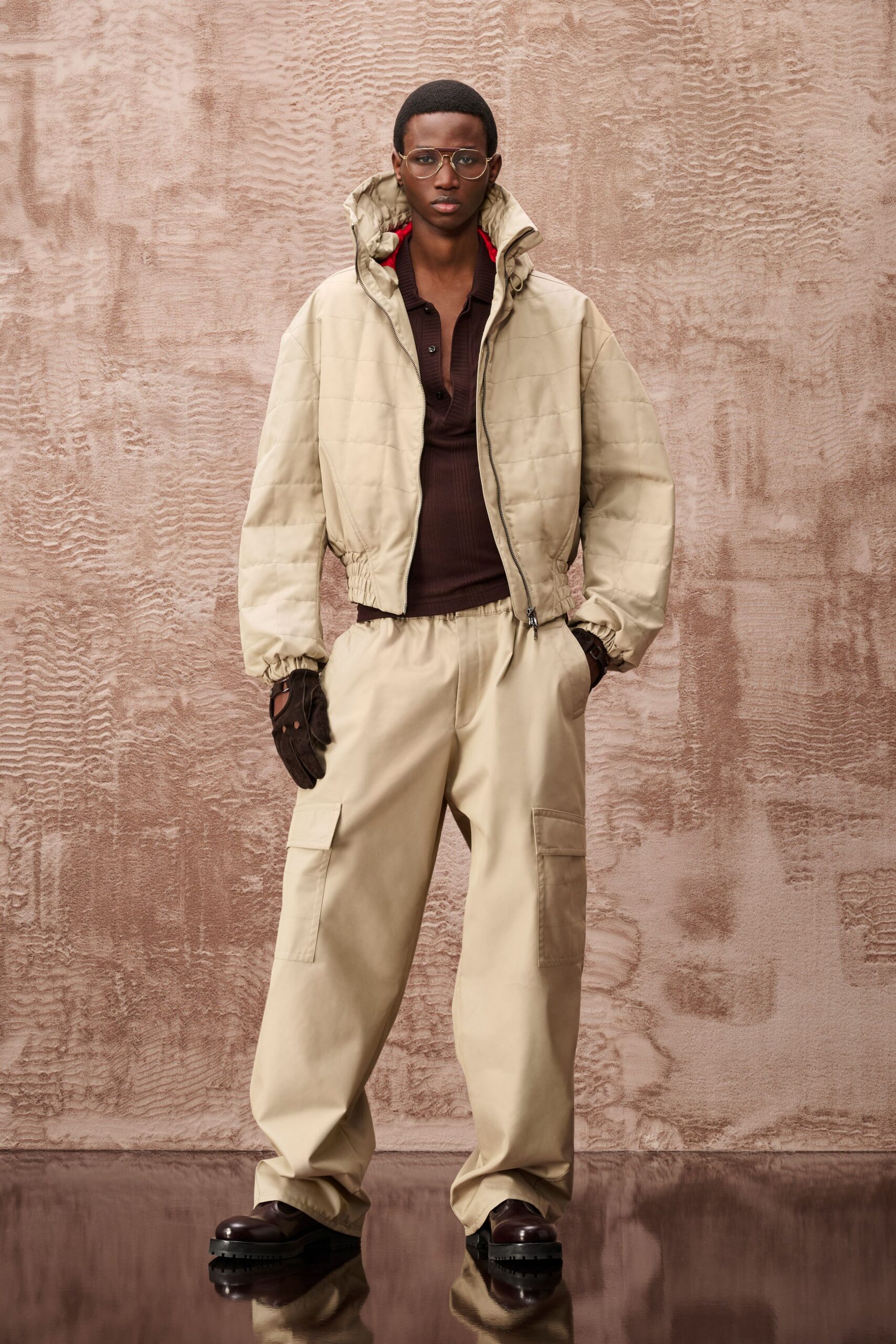 beige cotton relaxed cargo pants