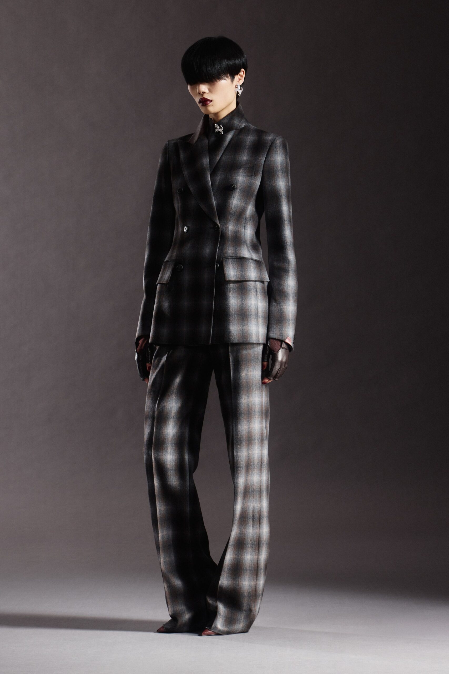 tailored black and gray suit