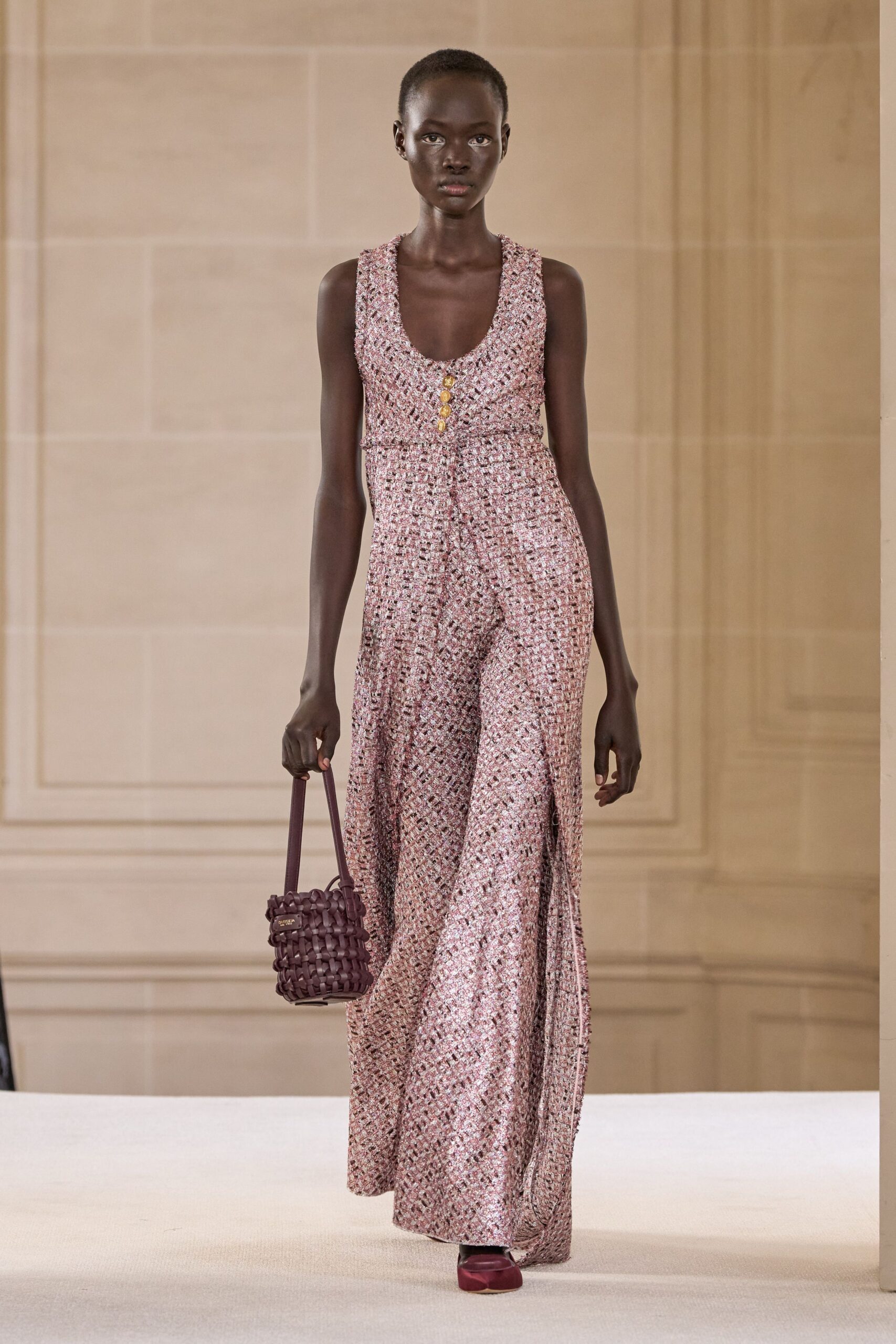 pink cotton sleeveless v-neck relaxed flared maxi jumpsuit