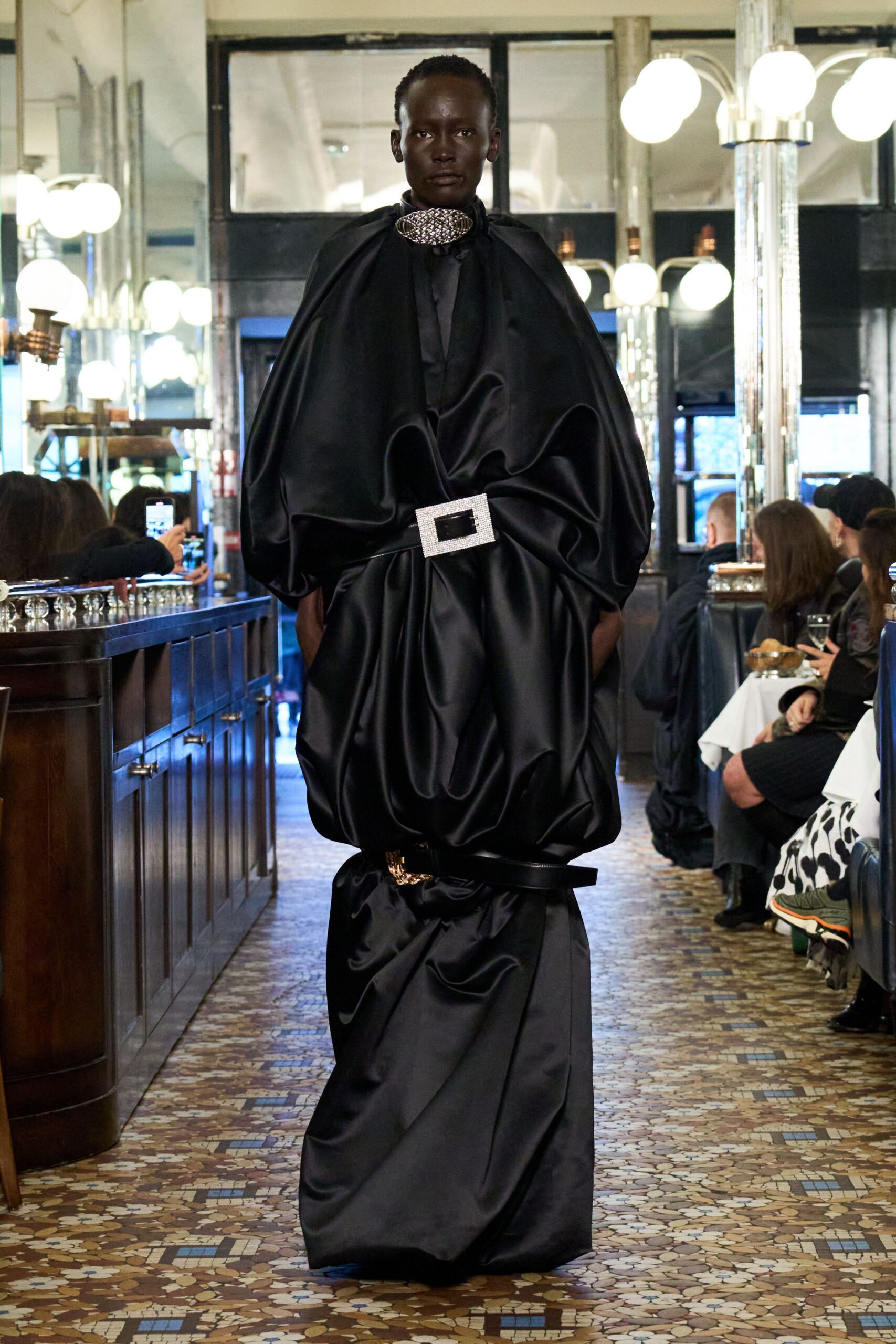 black silk relaxed gown