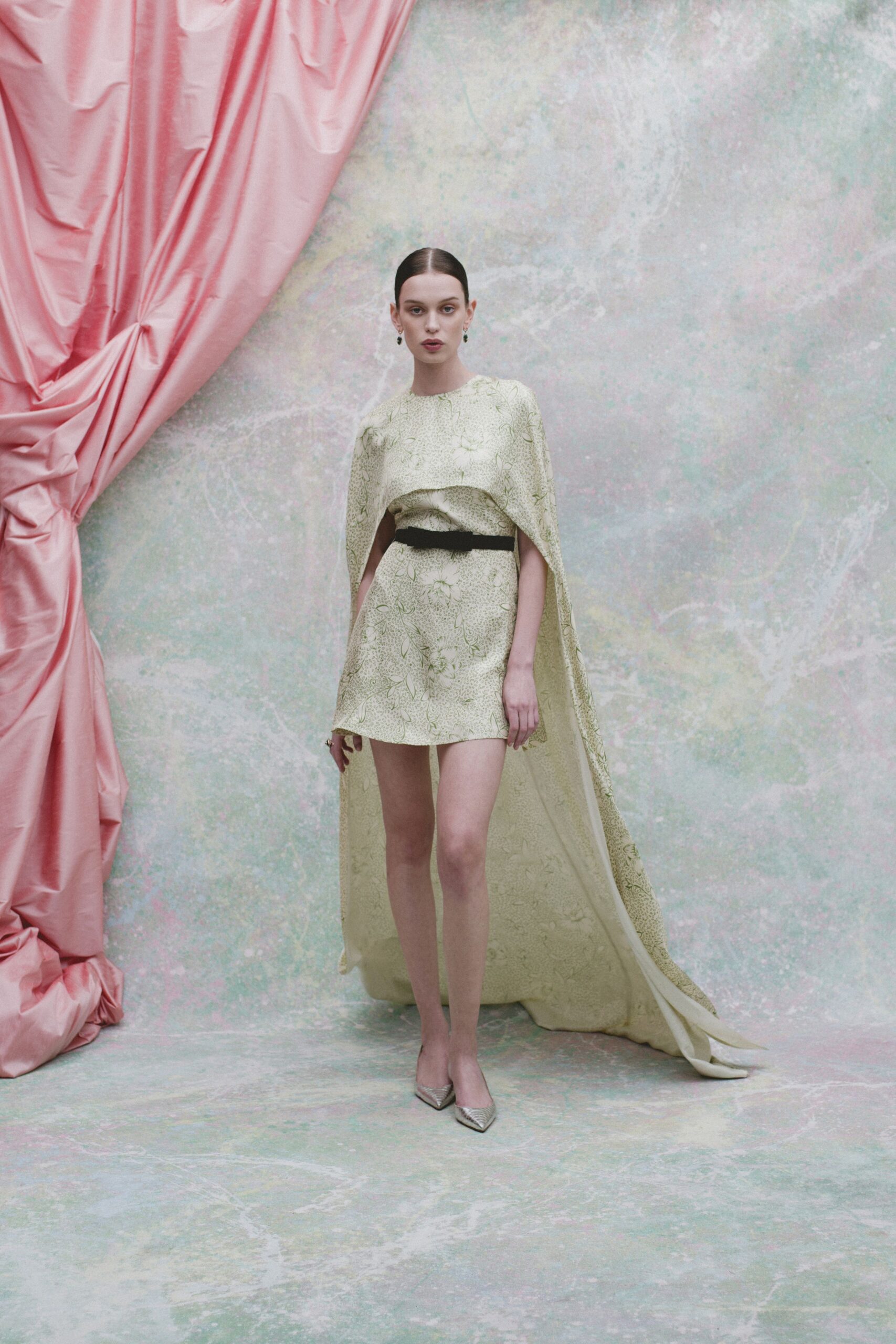 ivory silk structured embroidered cape