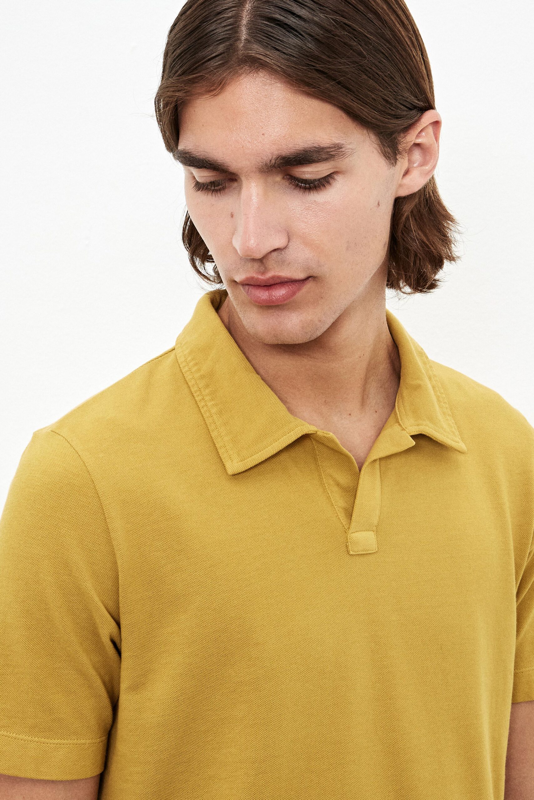 fitted yellow cotton shirt