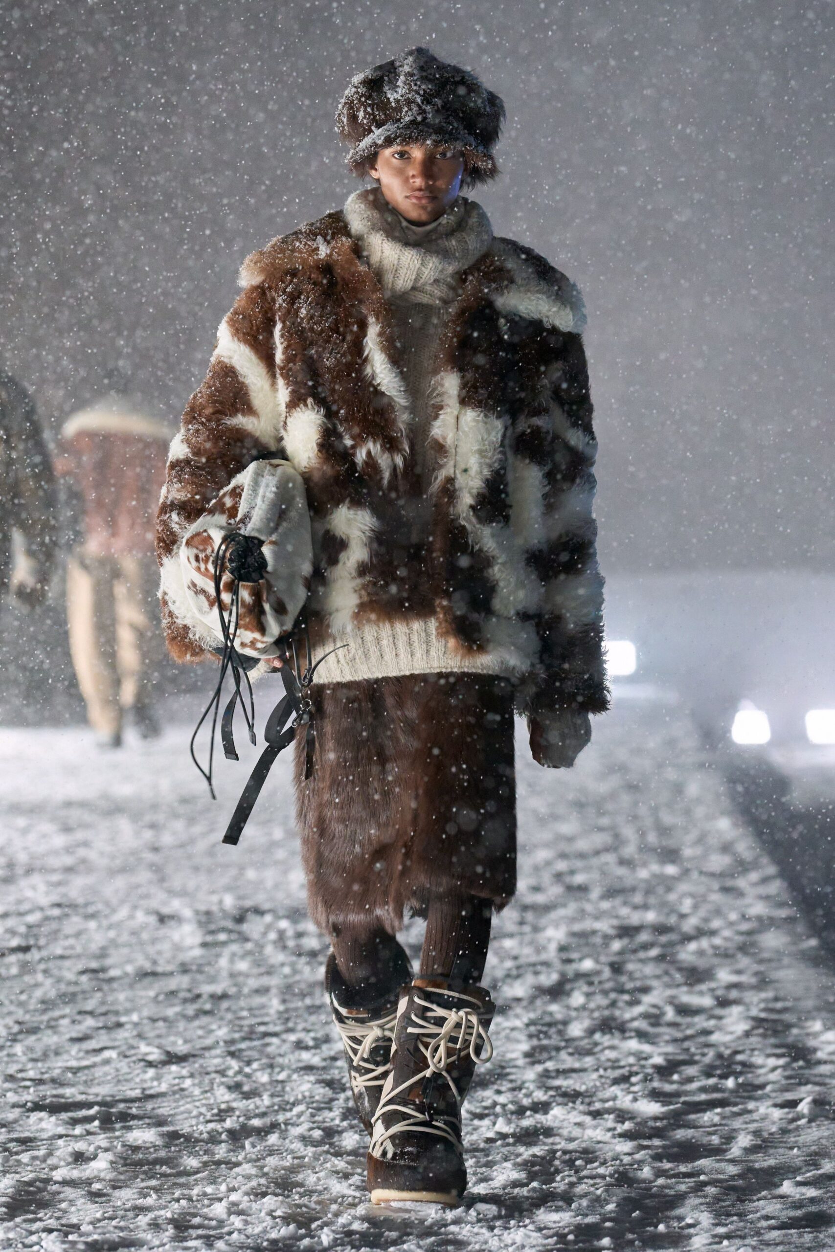fur coat with wool sweater