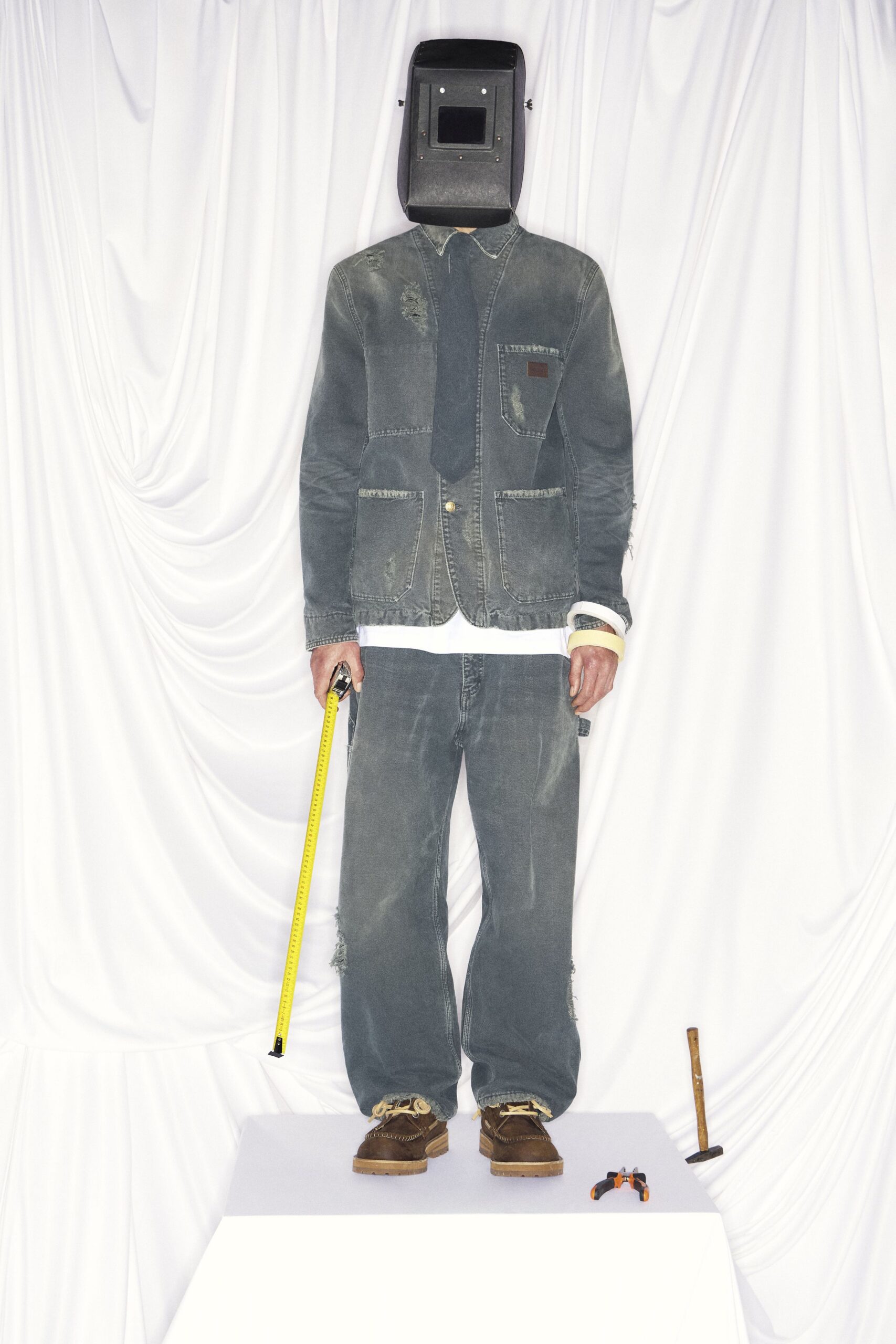 blue denim jacket and pants