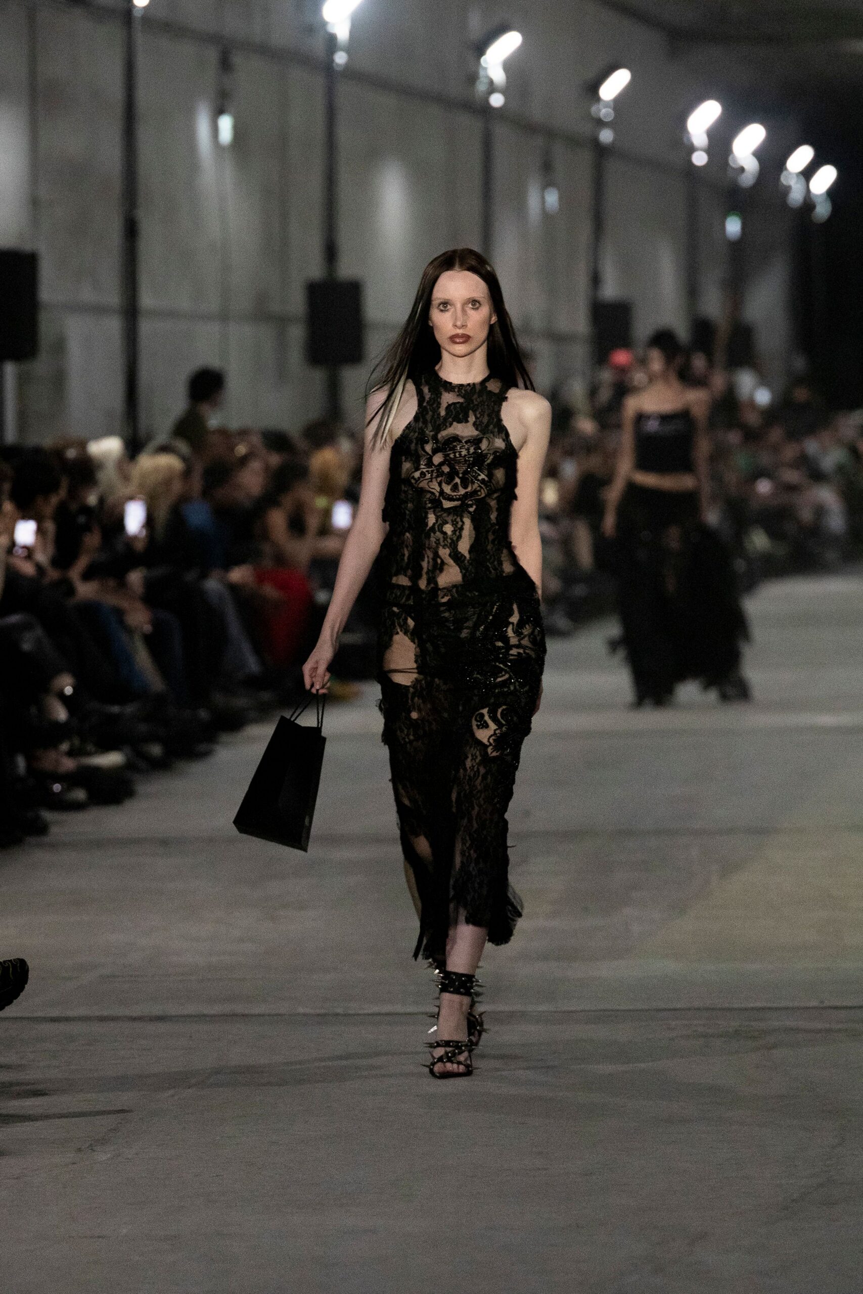 black lace sleeveless v-neck fitted embroidered layered dress