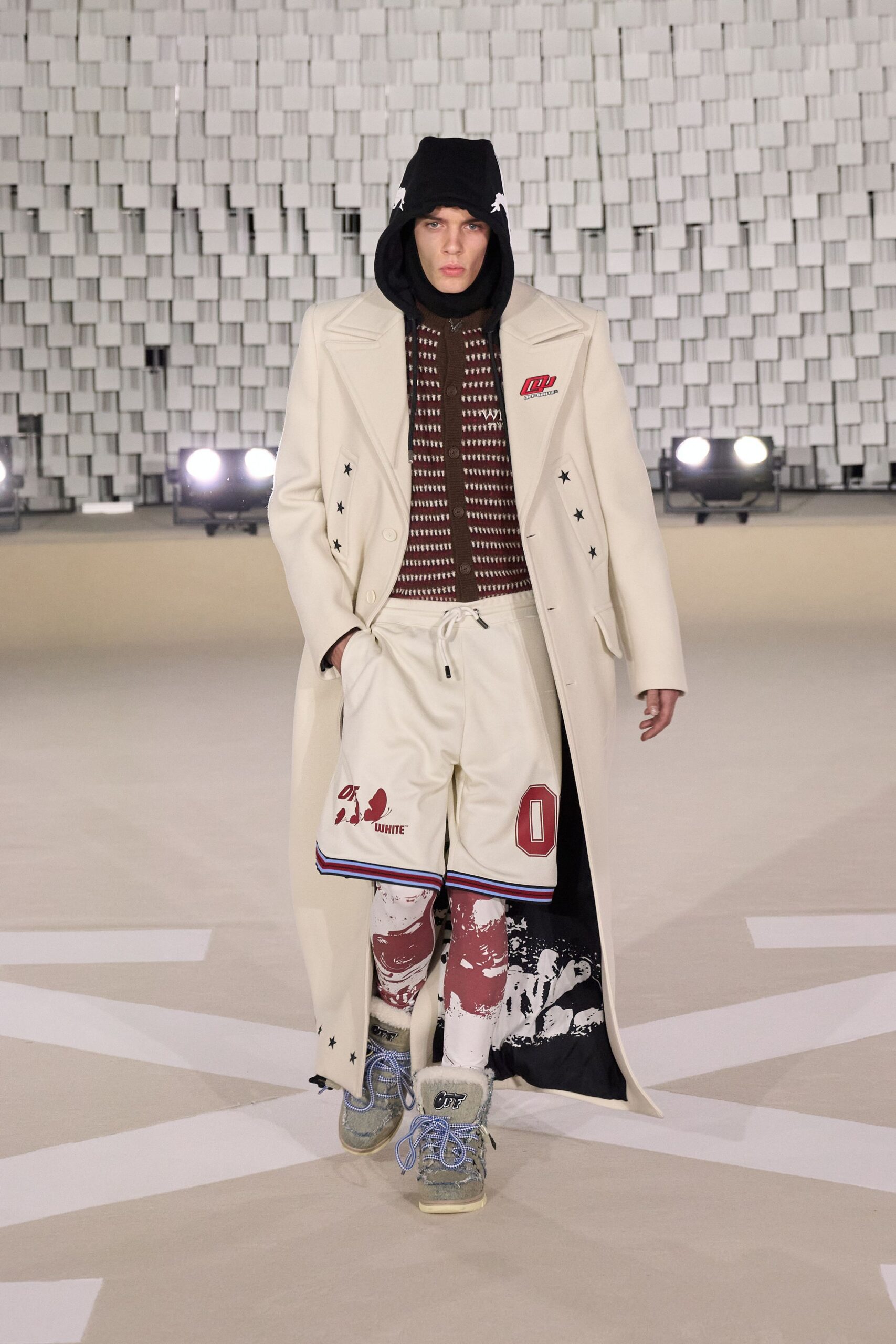 white wool coat with brown sweater
