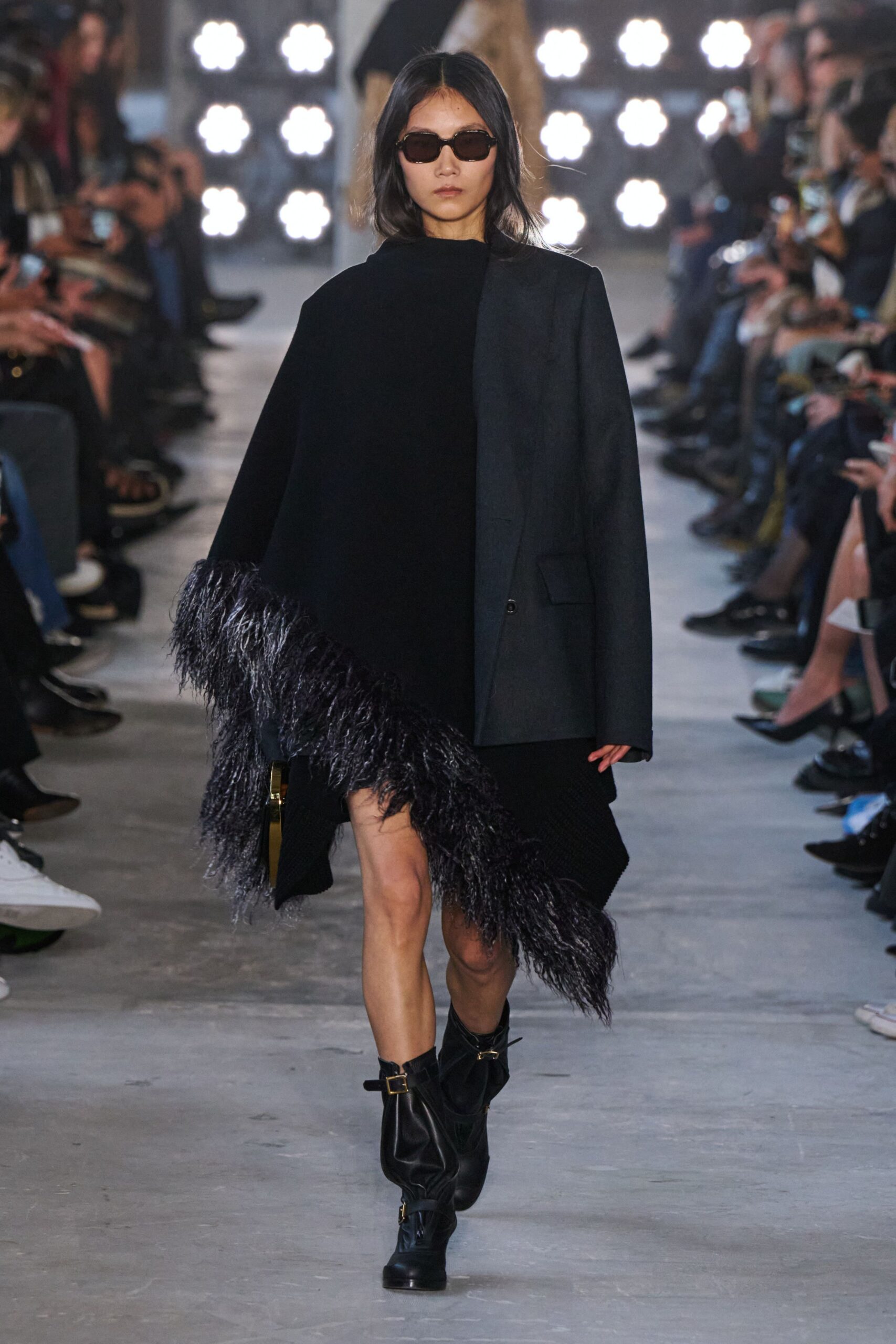 black wool cape and dress