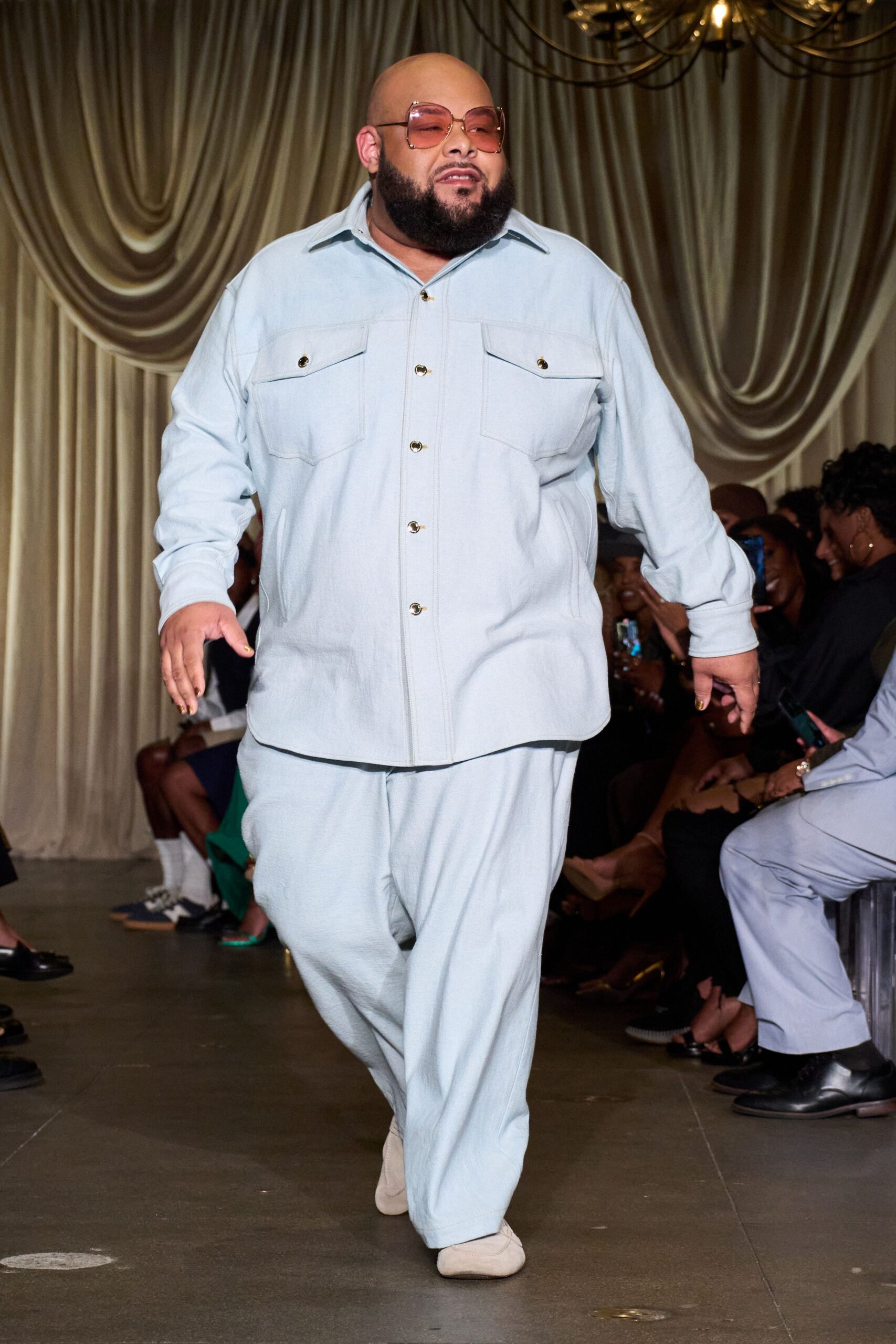 light blue relaxed shirt and pants