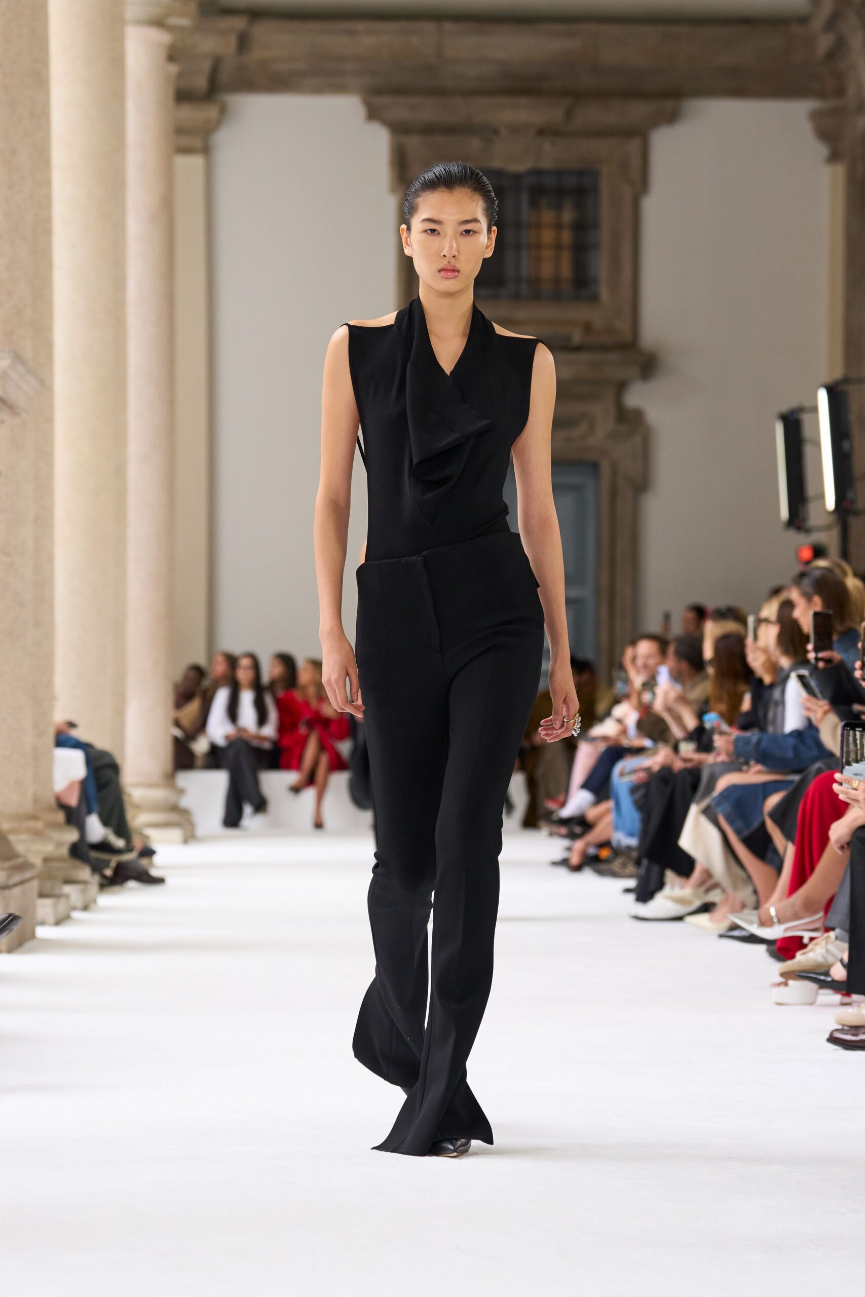 black silk sleeveless jumpsuit