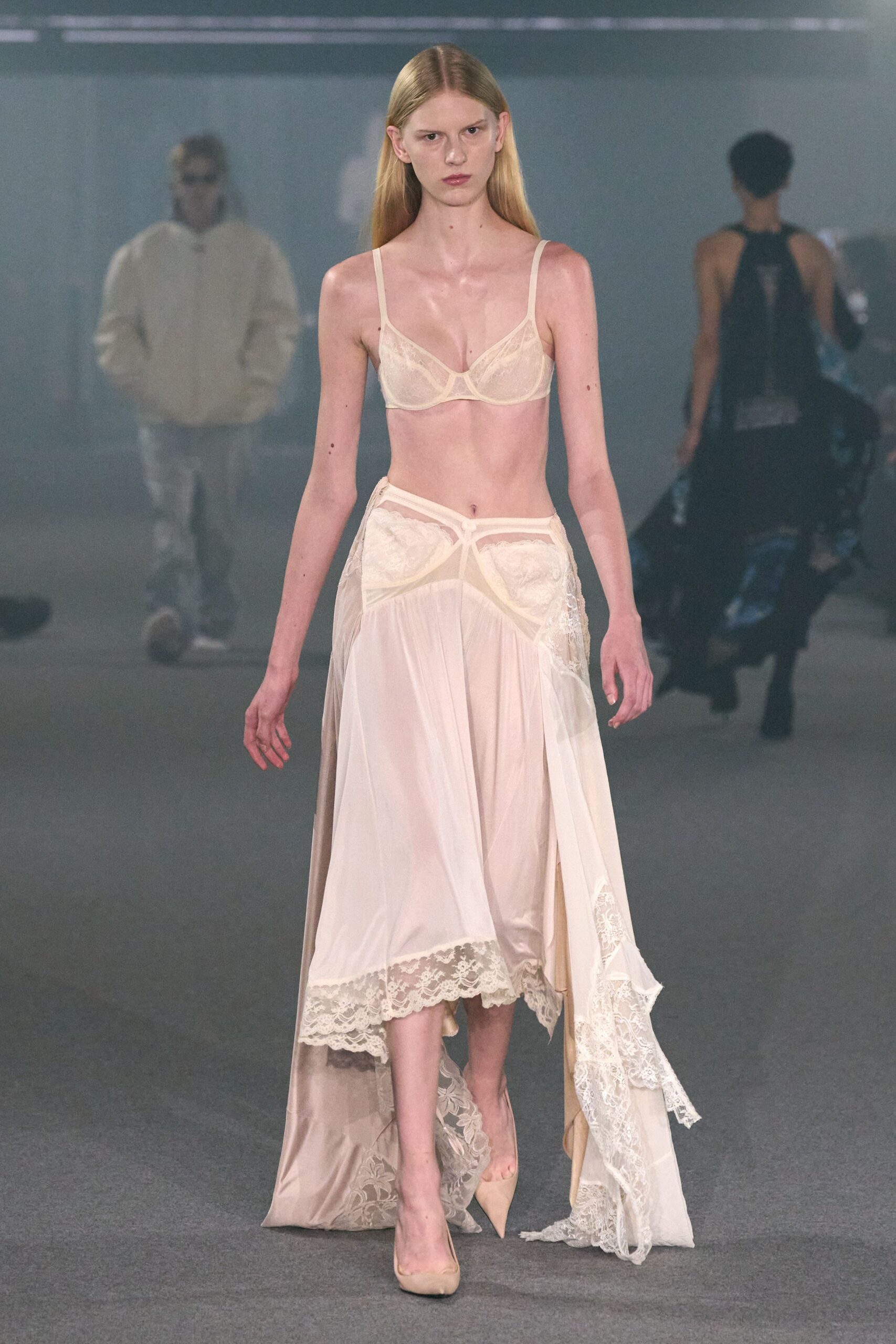 beige silk sleeveless dress