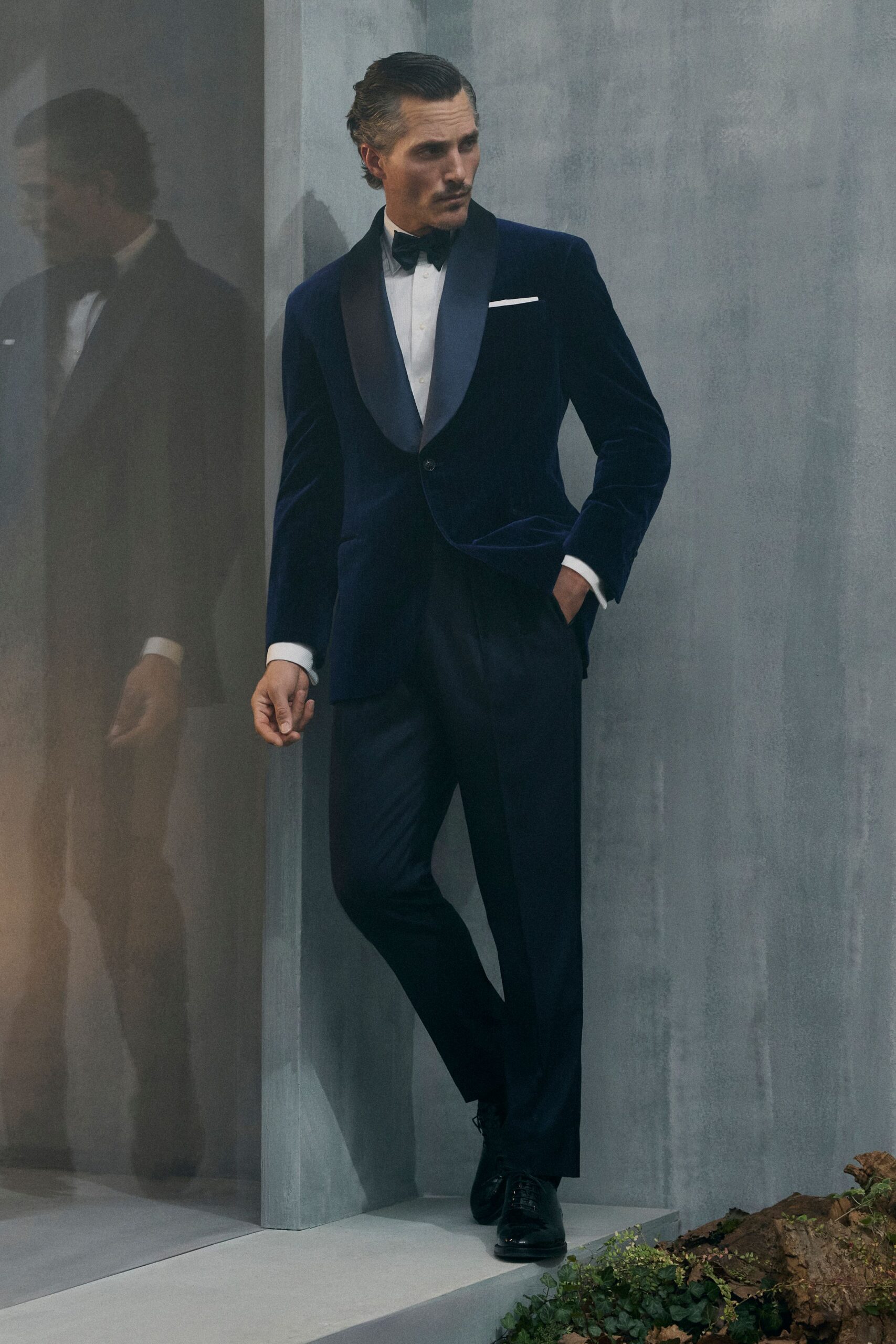 blue velvet tailored suit