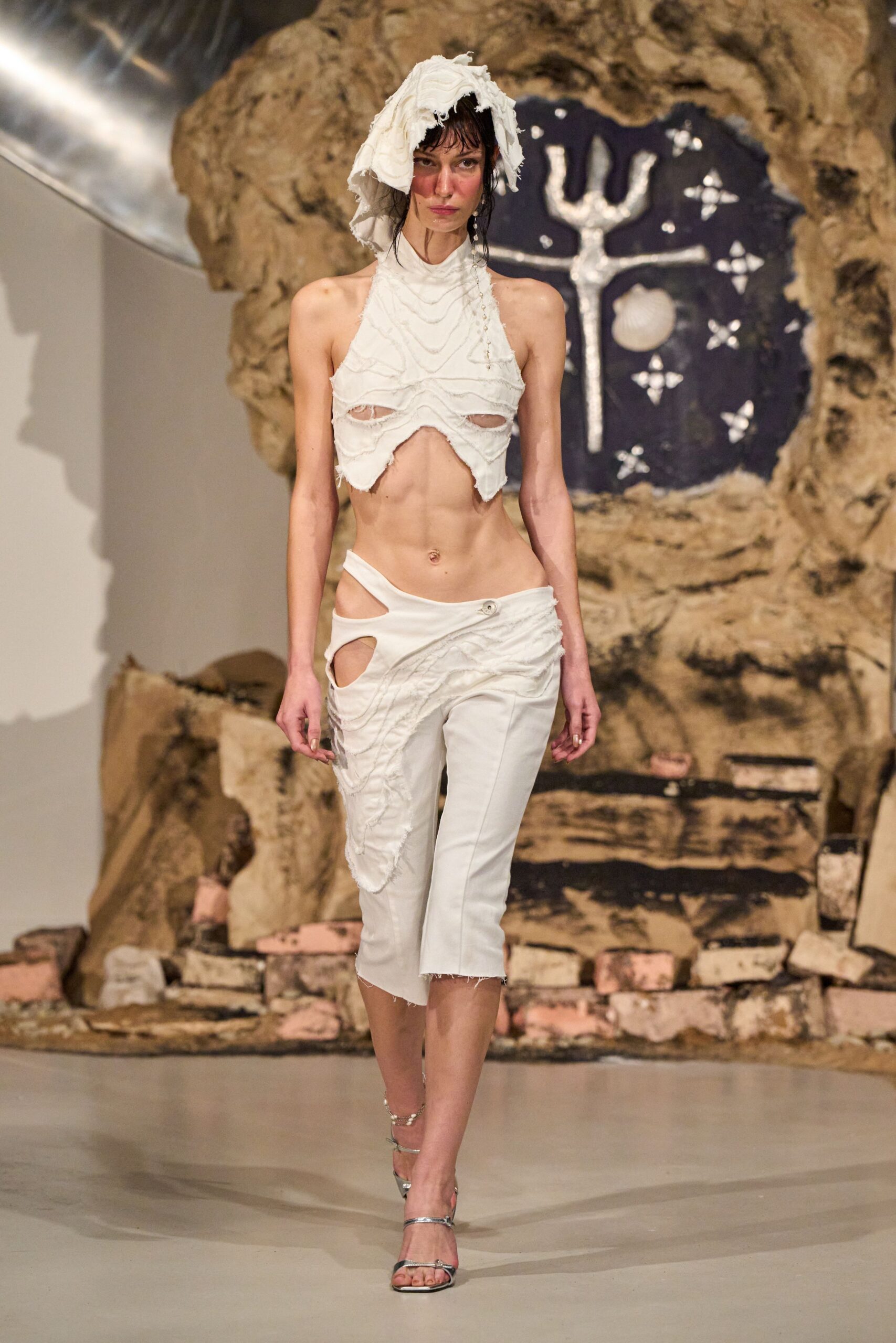 white fitted top and pants