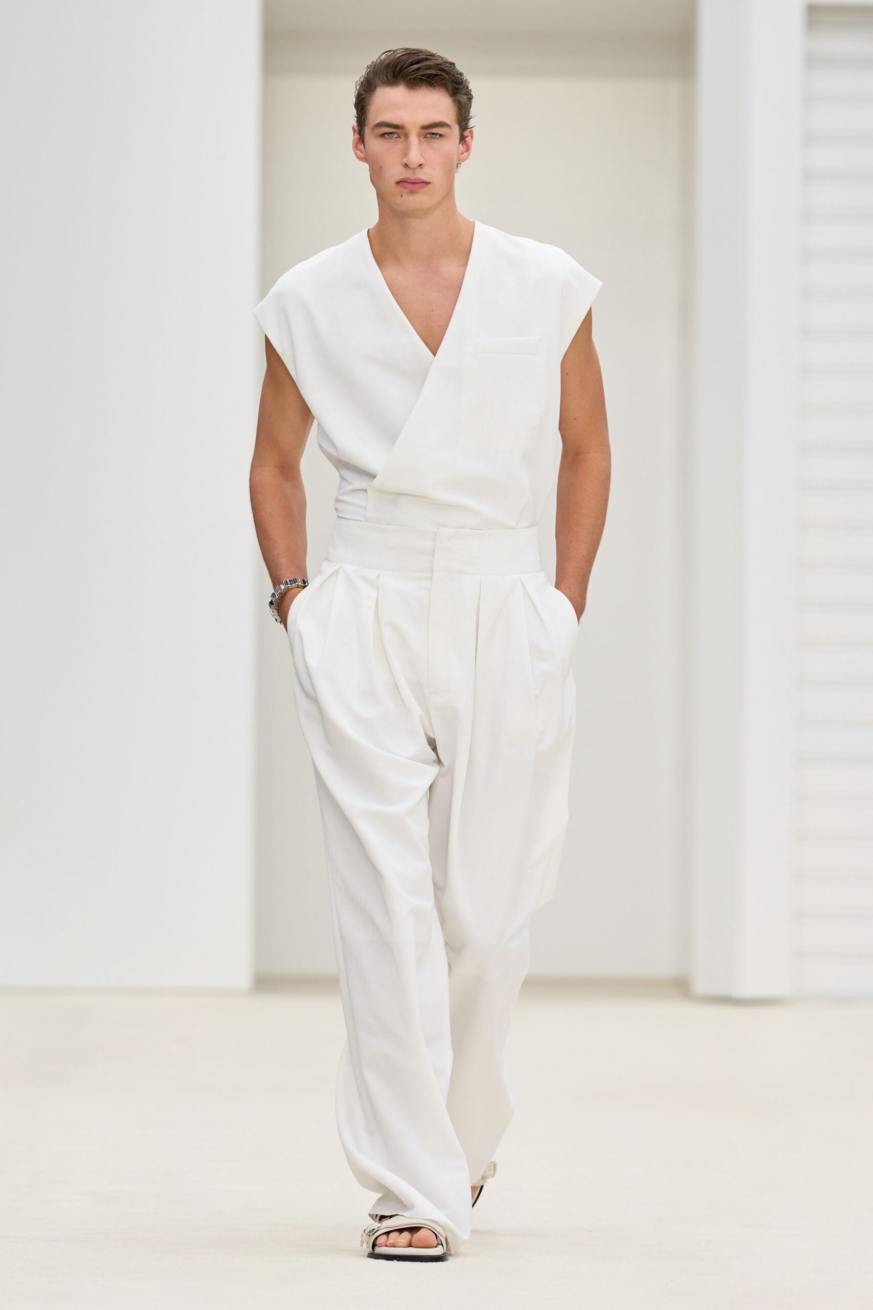 white relaxed sleeveless jumpsuit