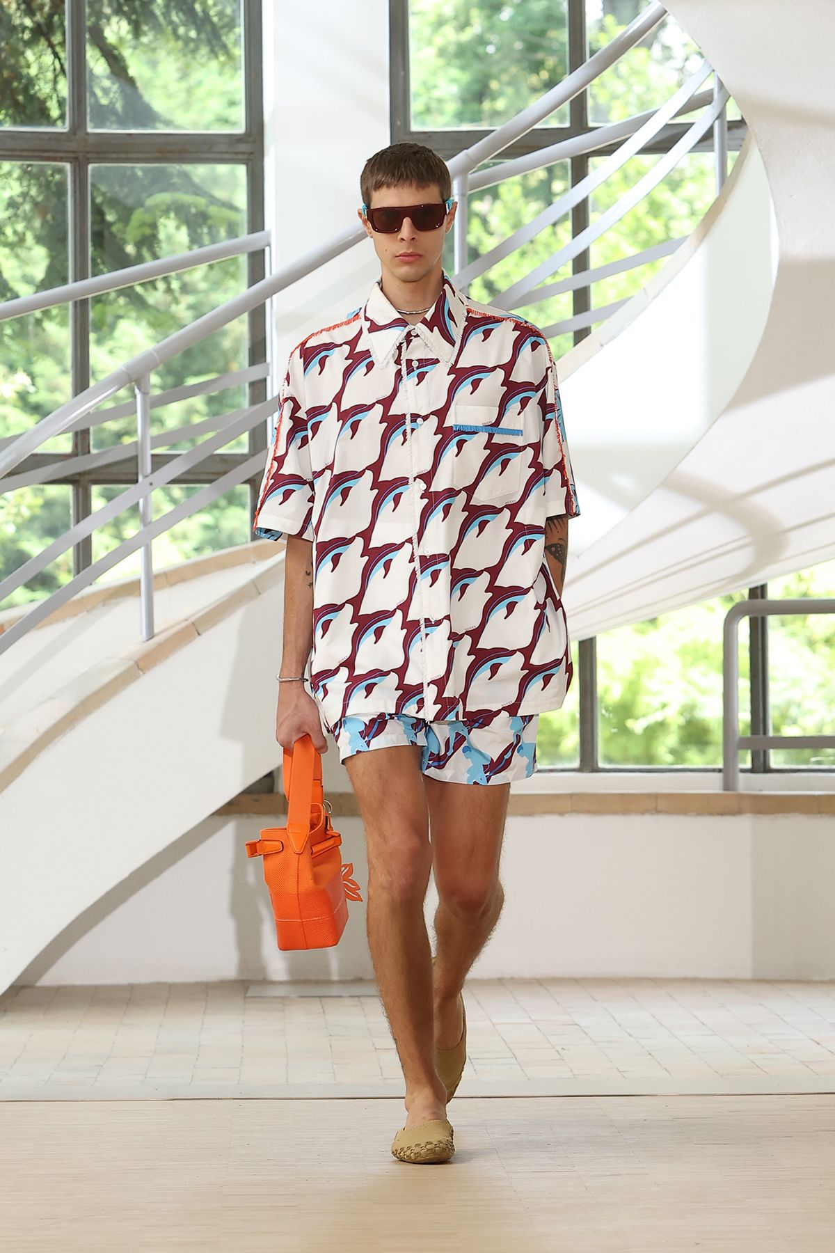 relaxed printed shirt and shorts