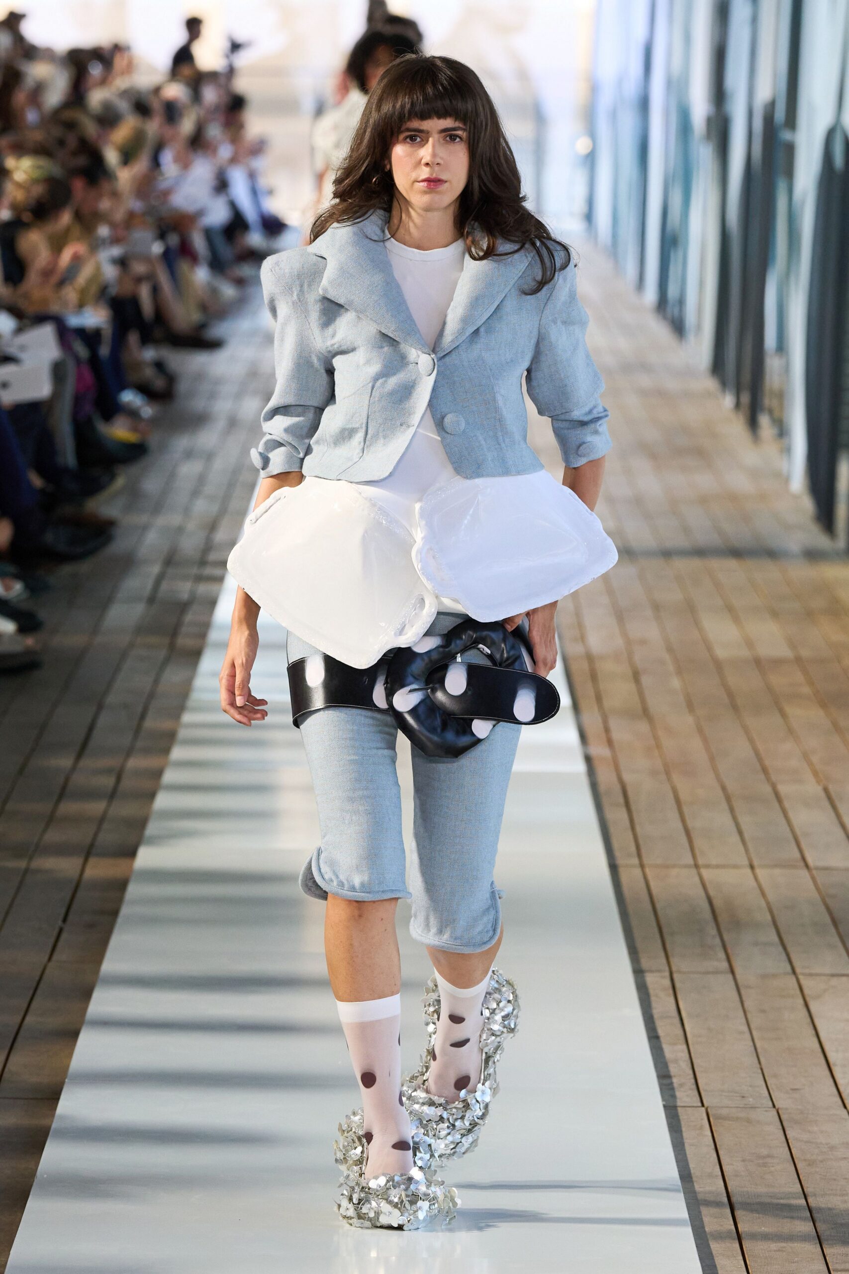 gray metallic fitted embellished shoes