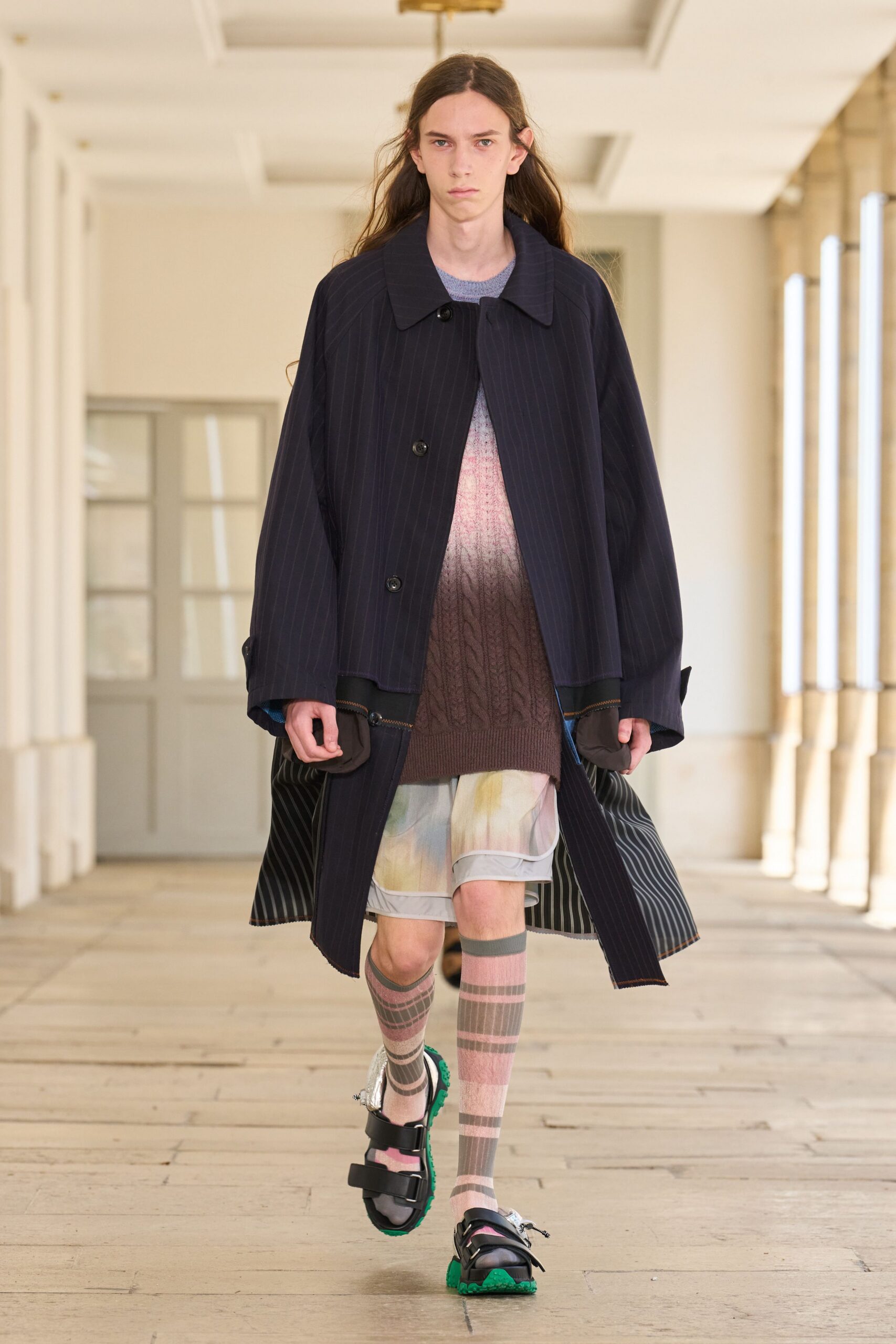 oversized black coat with layered skirt