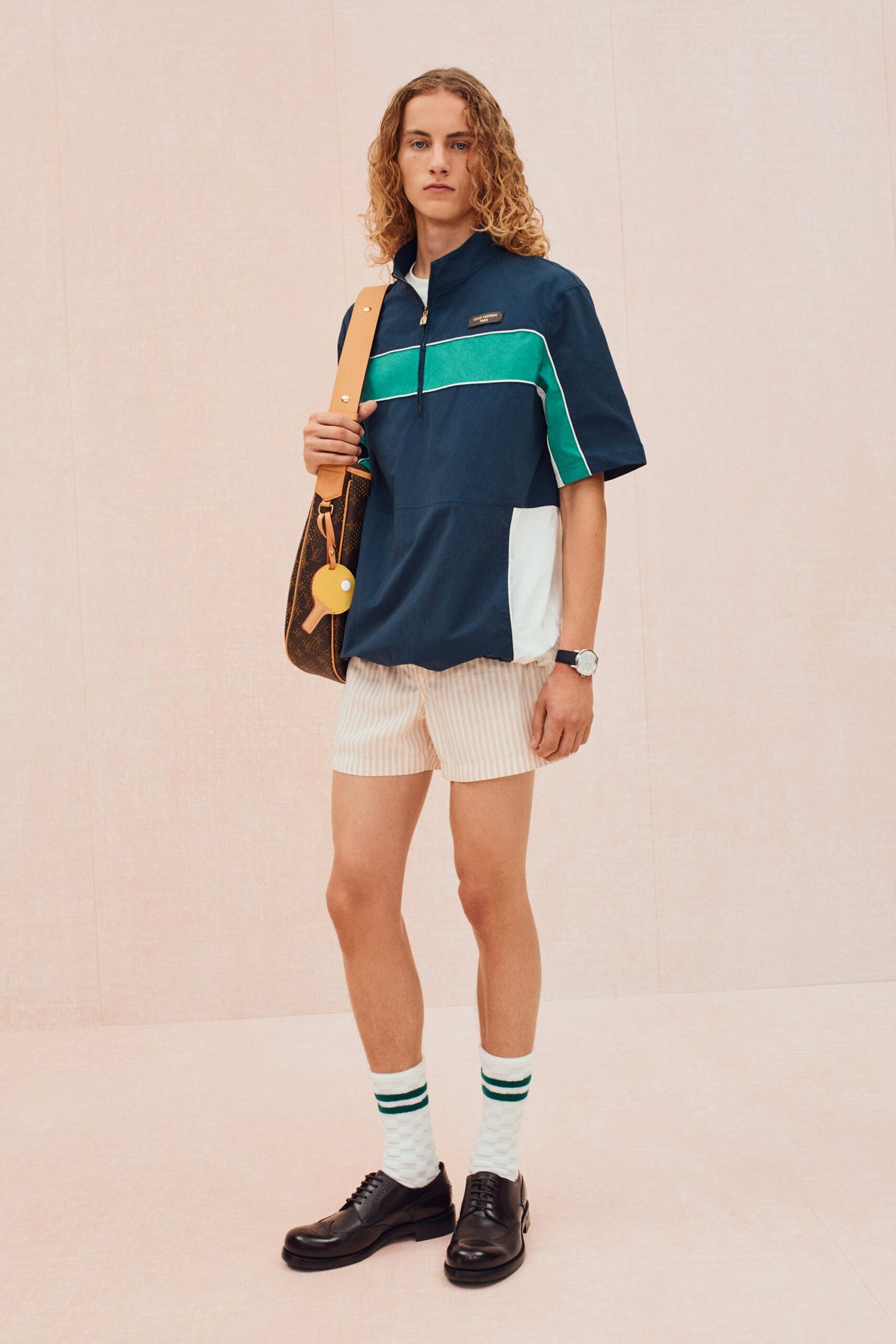 white relaxed striped short shorts