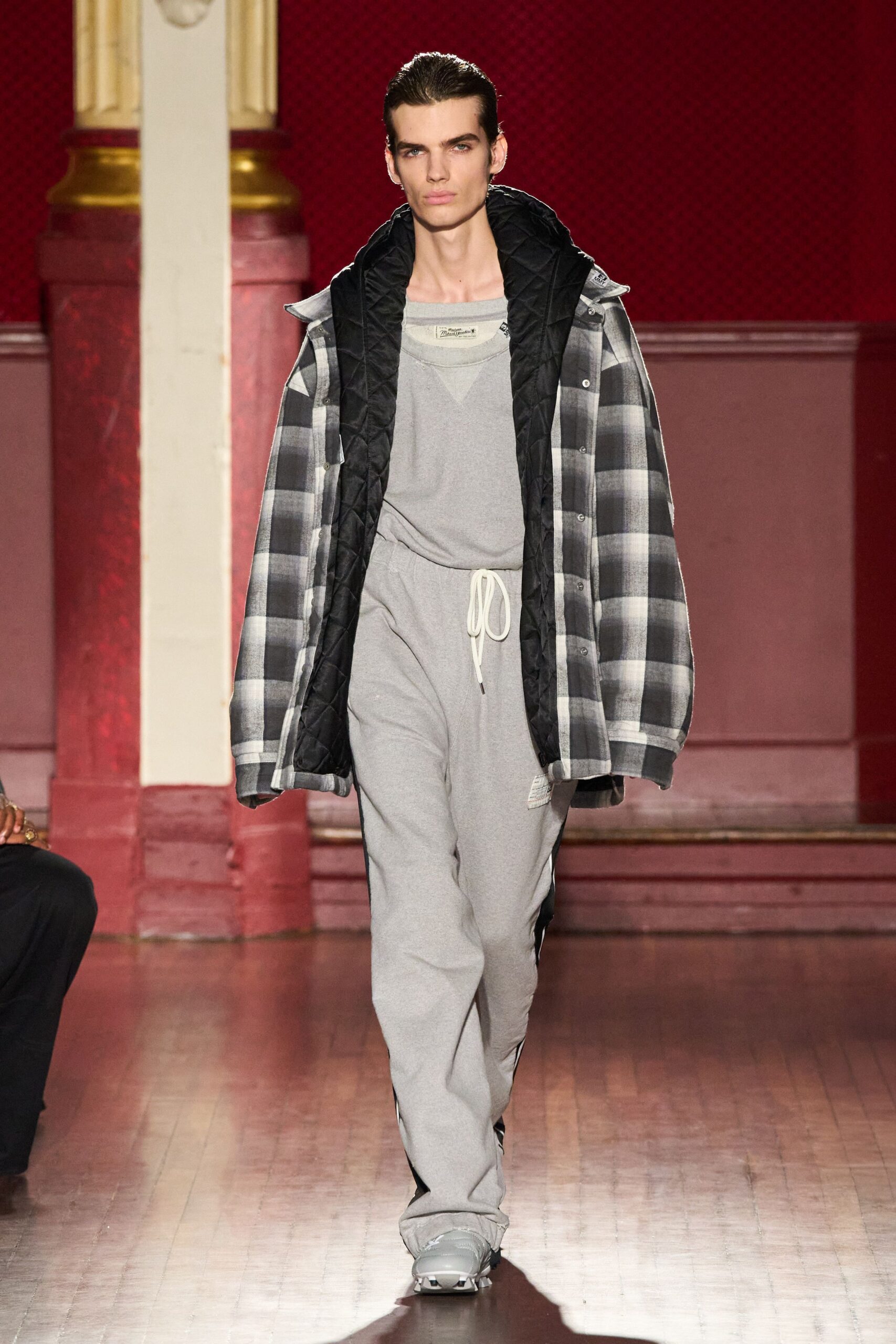oversized checked jacket with jumpsuit
