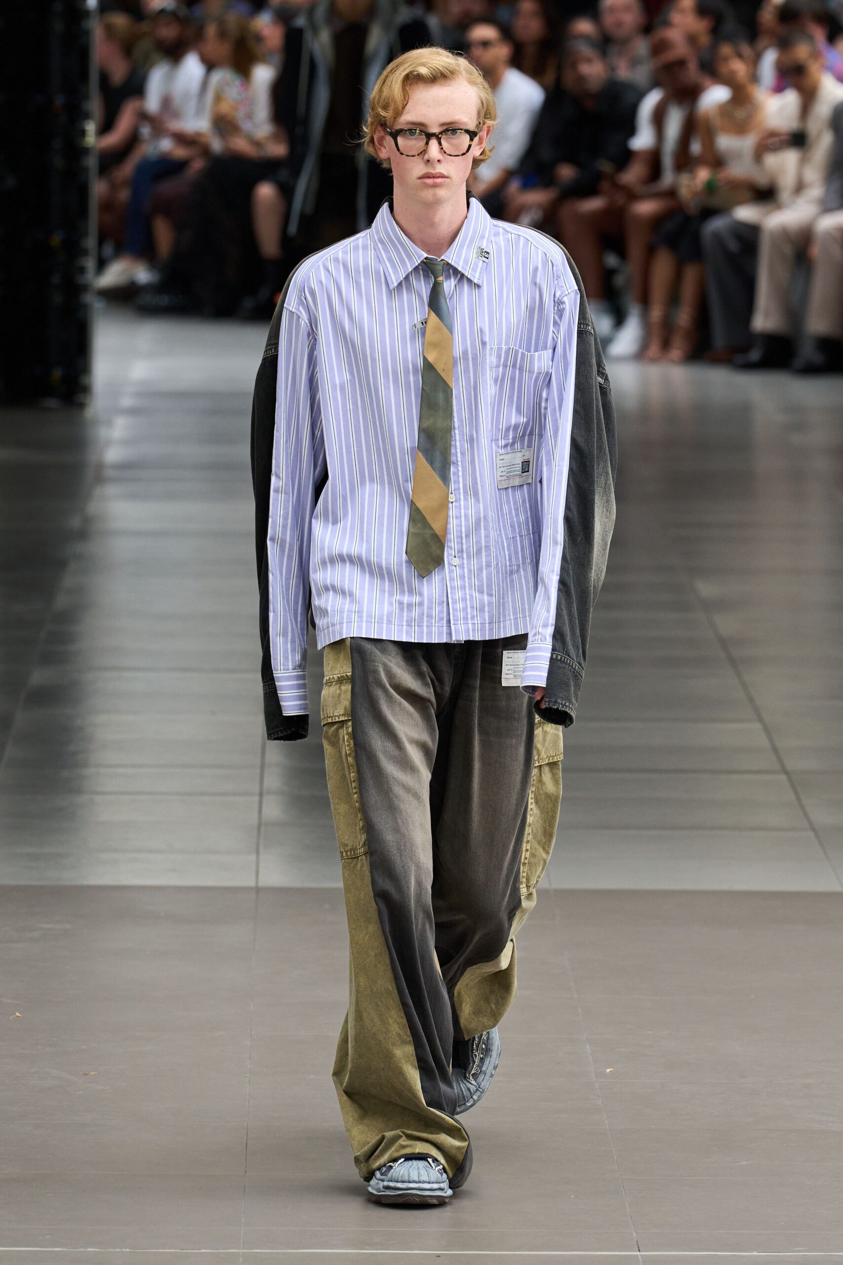 oversized striped shirt with cargo pants