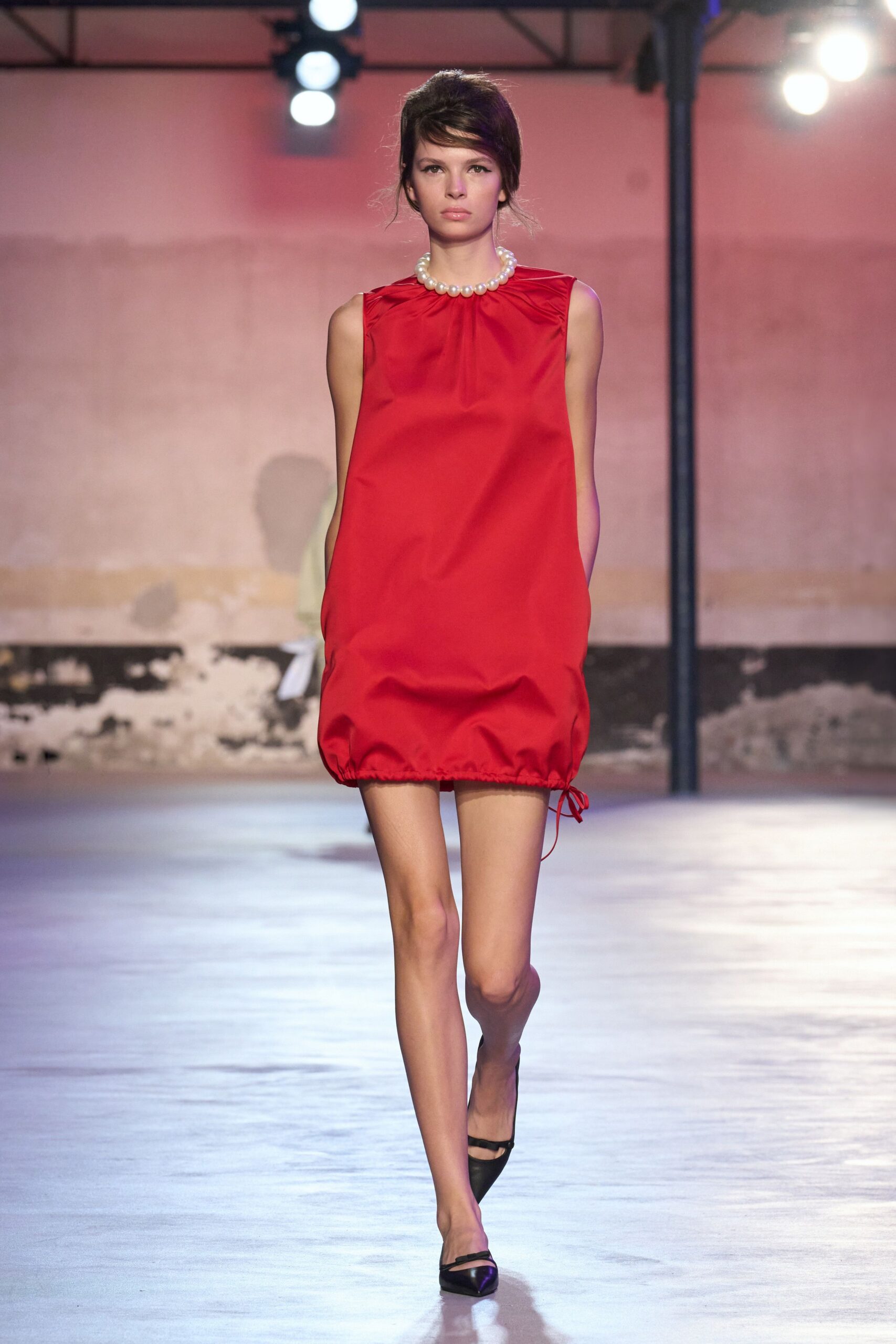 red mini dress with black shoes