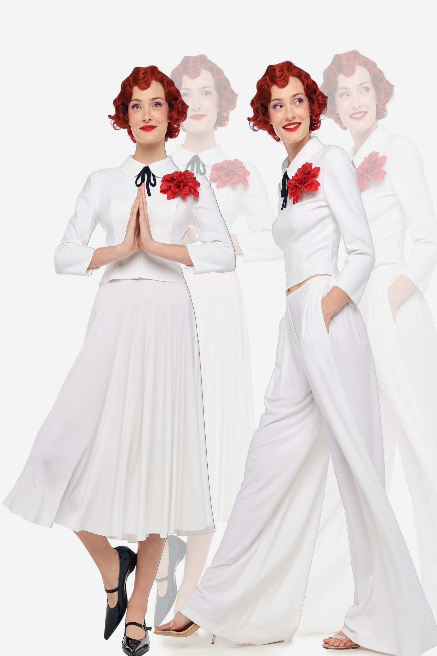 white cotton long-sleeve collared fitted buttoned blouse