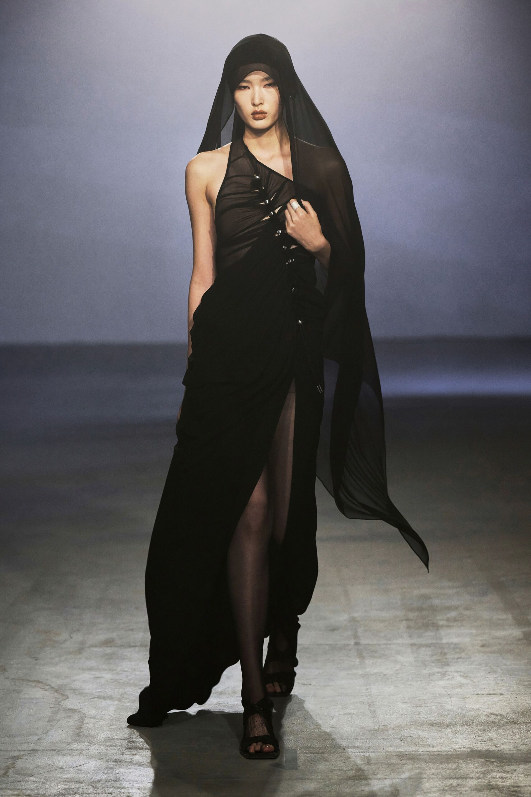 black silk sheer scarf