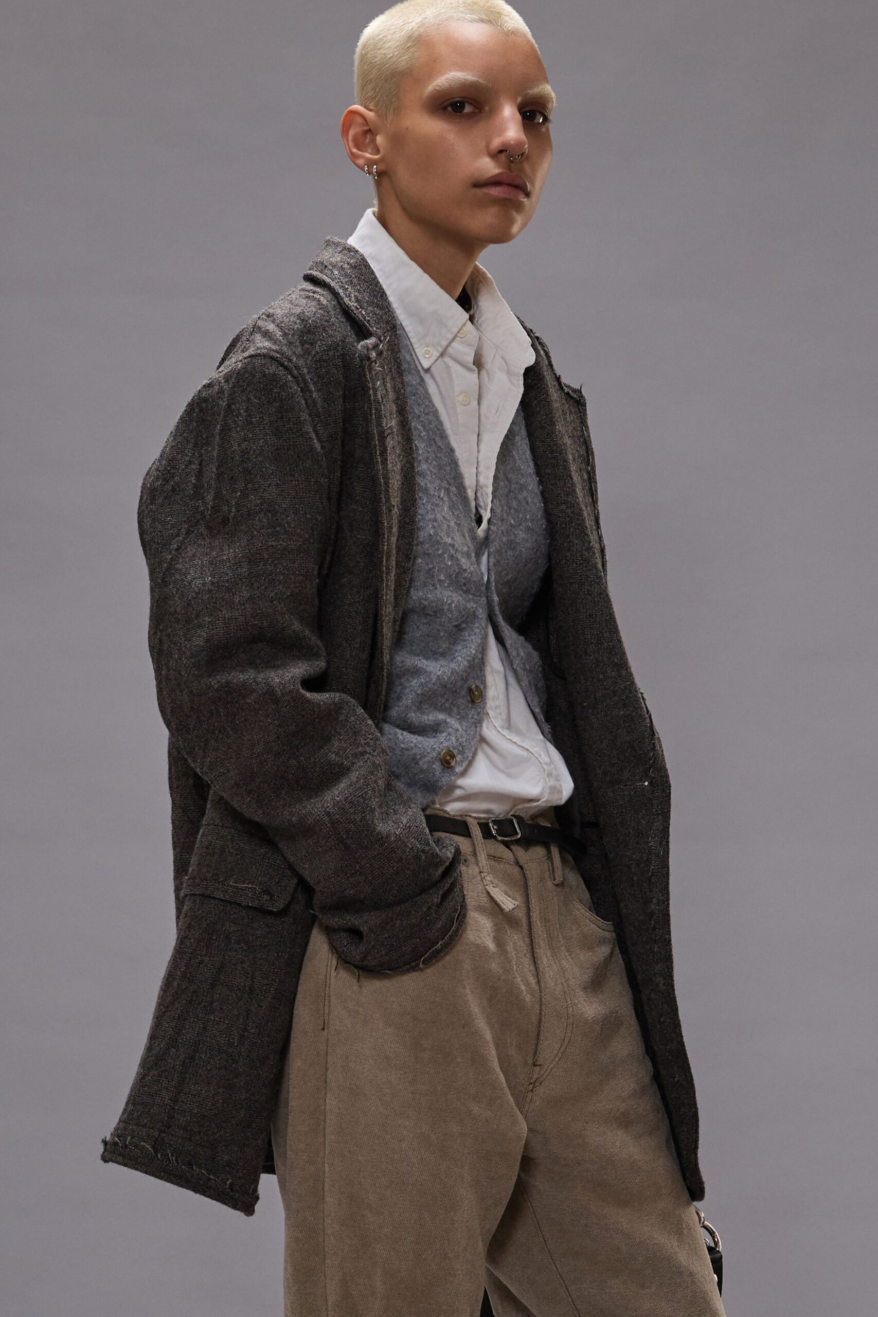 gray wool coat with vest