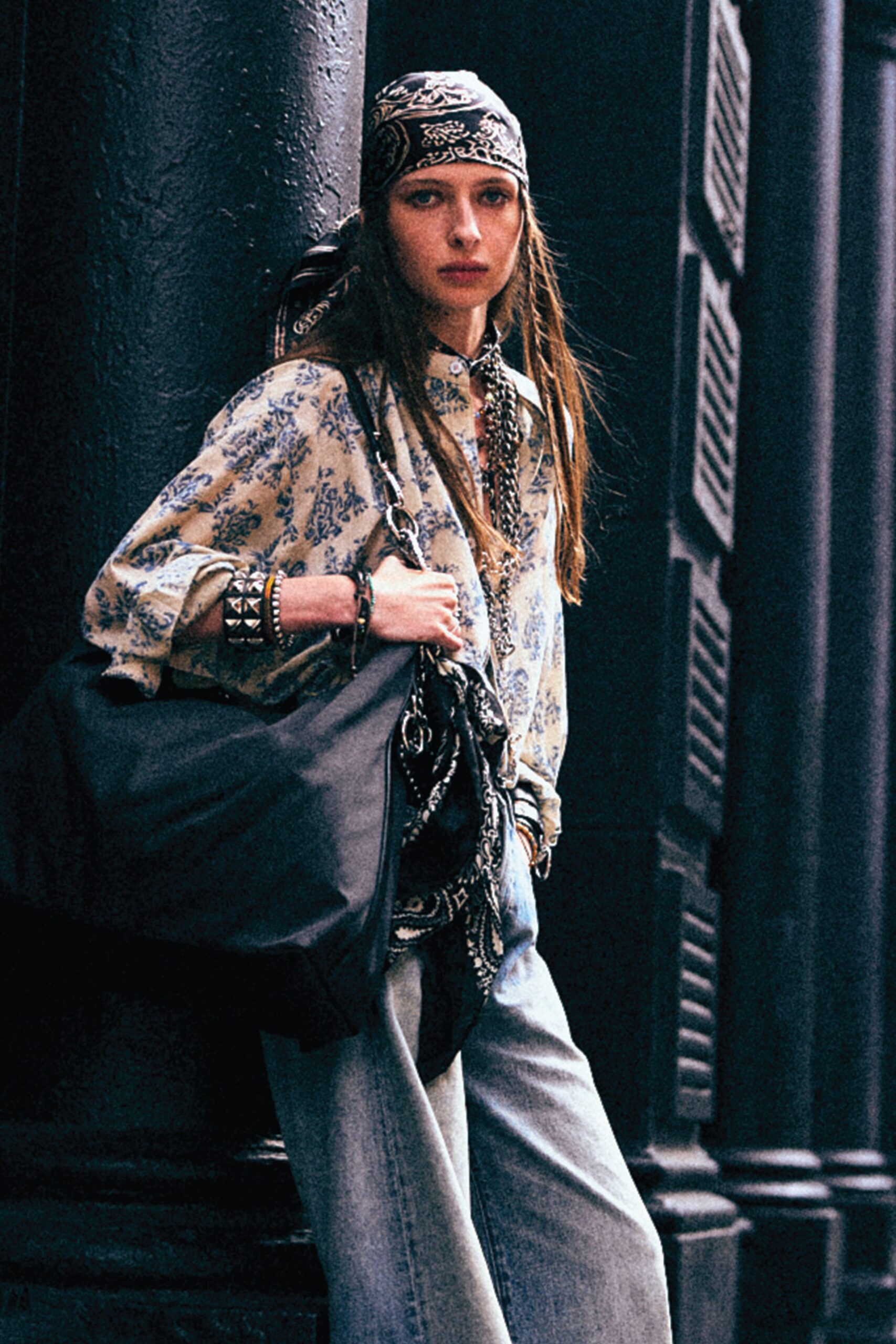 floral shirt with denim pants