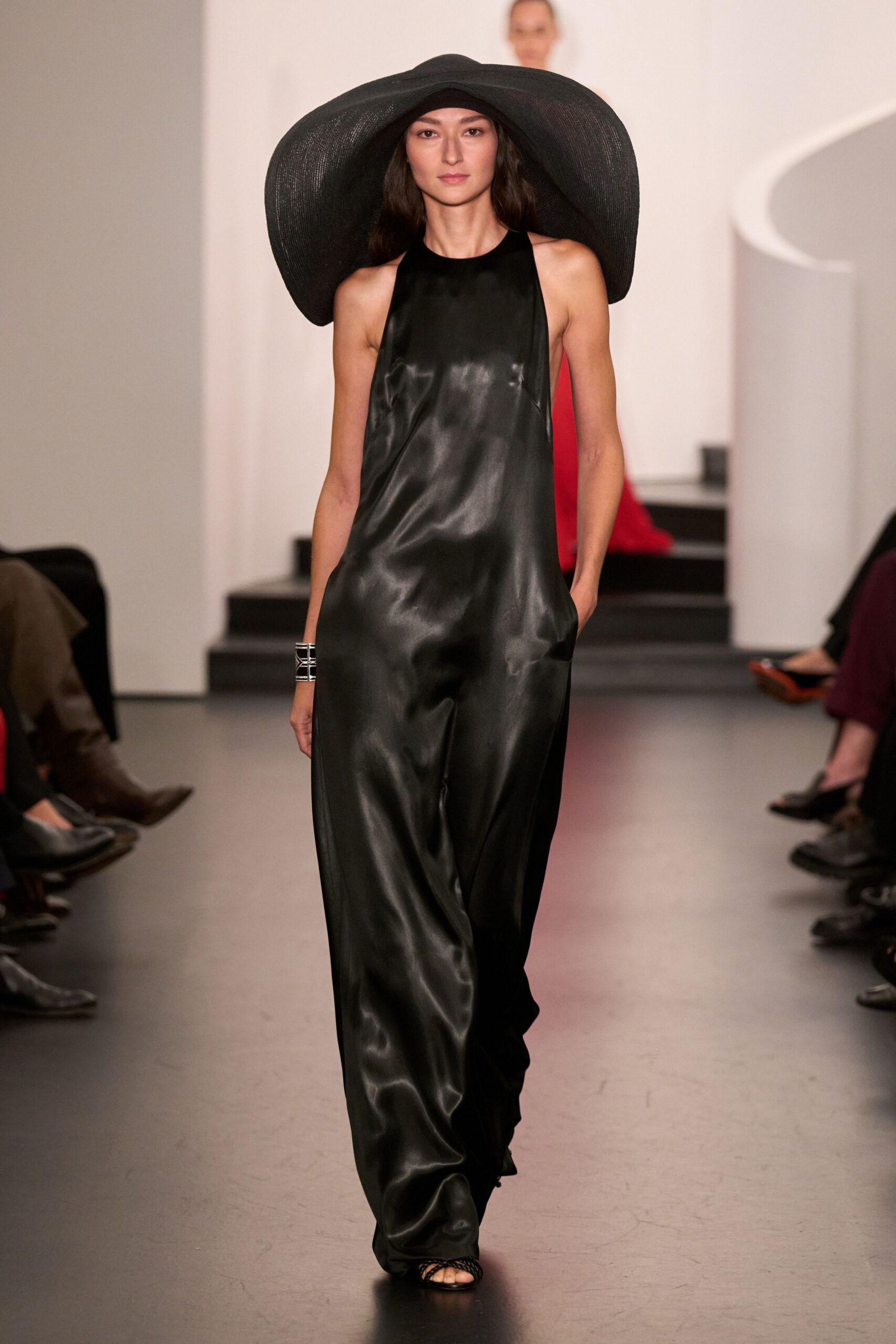 black silk sleeveless jumpsuit