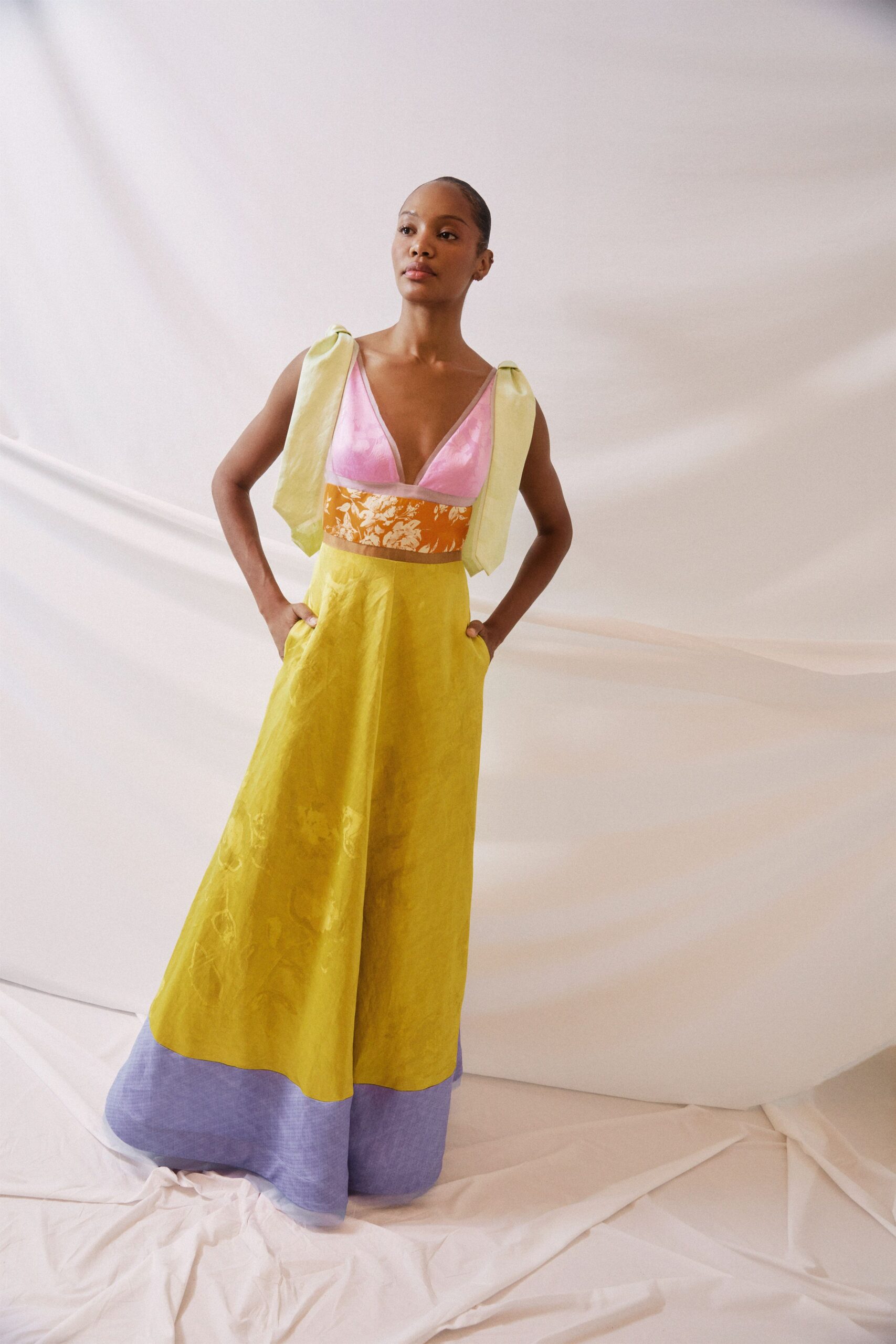 colorful sleeveless maxi gown