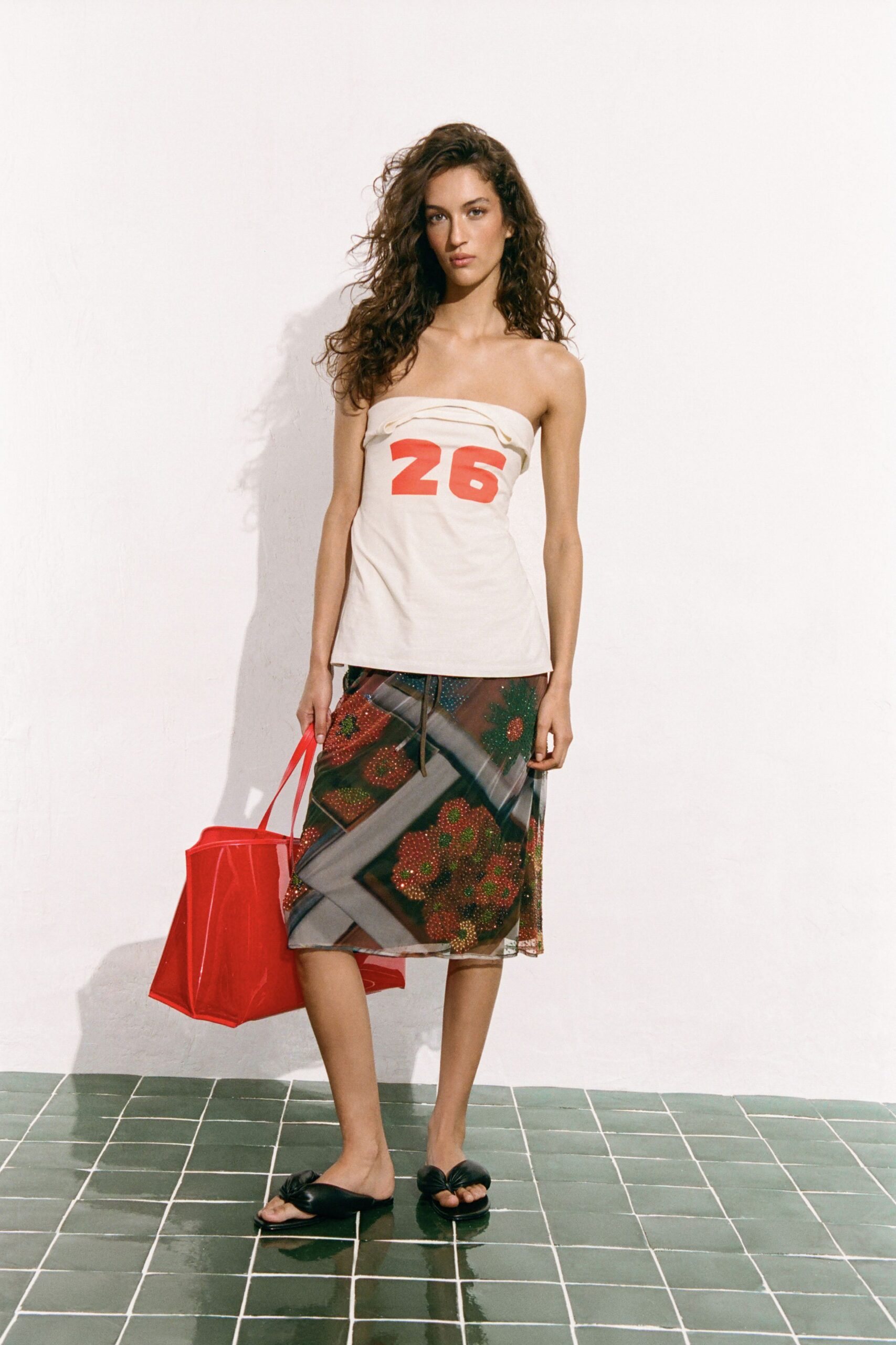 multi cotton relaxed tiered midi skirt