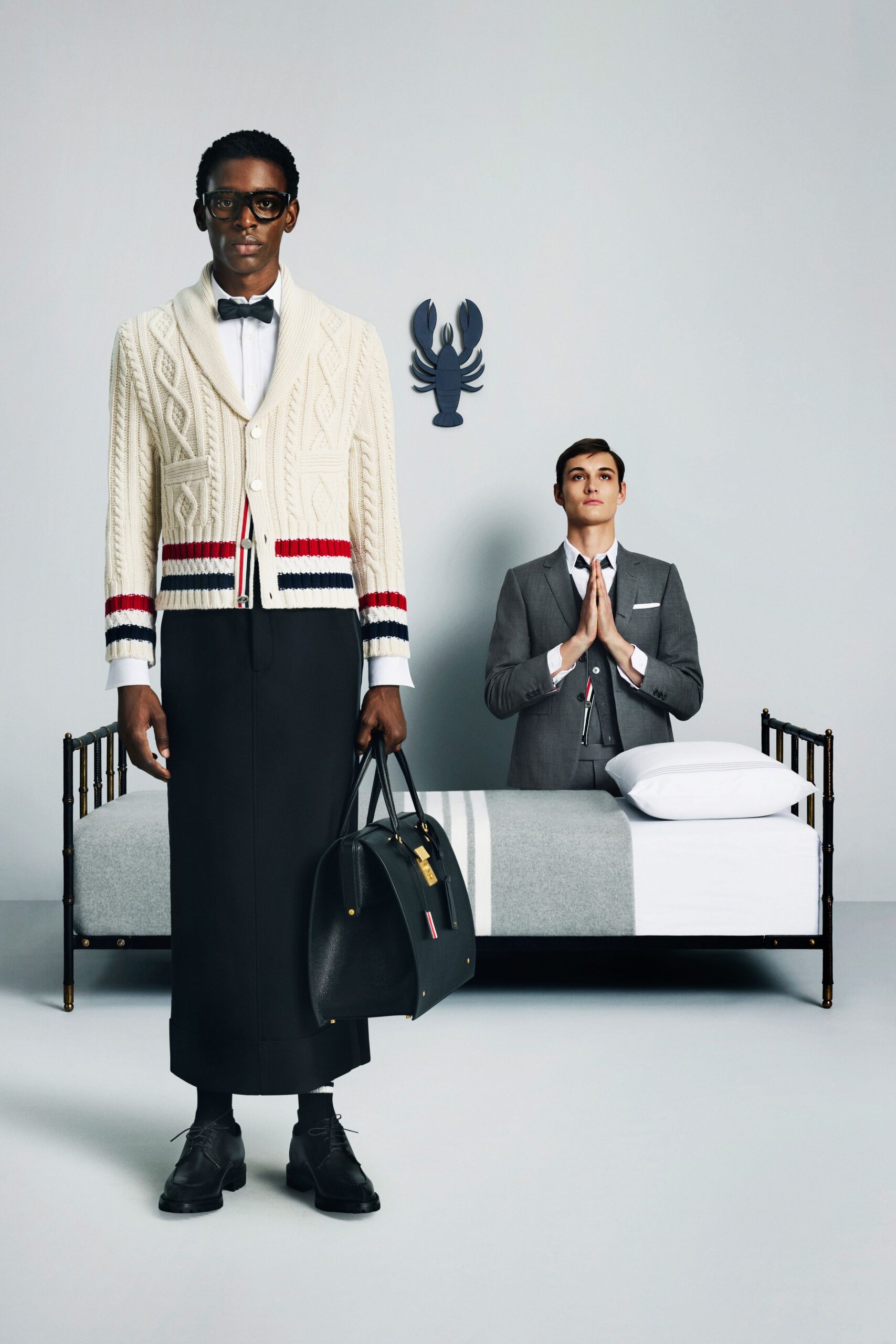 white wool long-sleeve collared fitted striped buttoned sweater