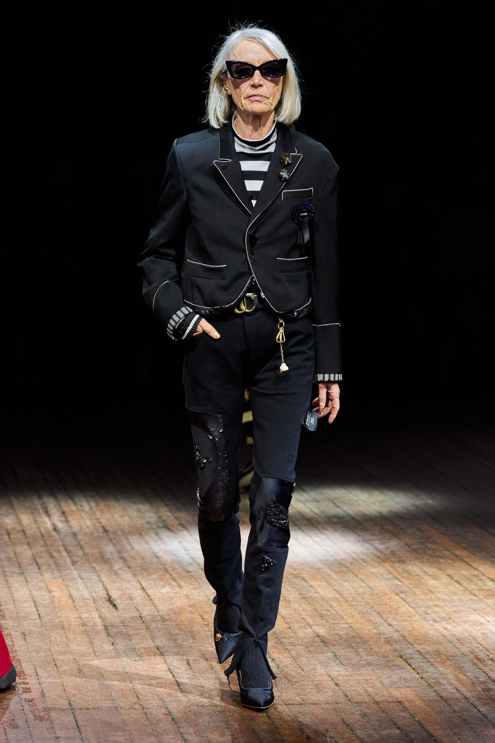 black tailored blazer and pants