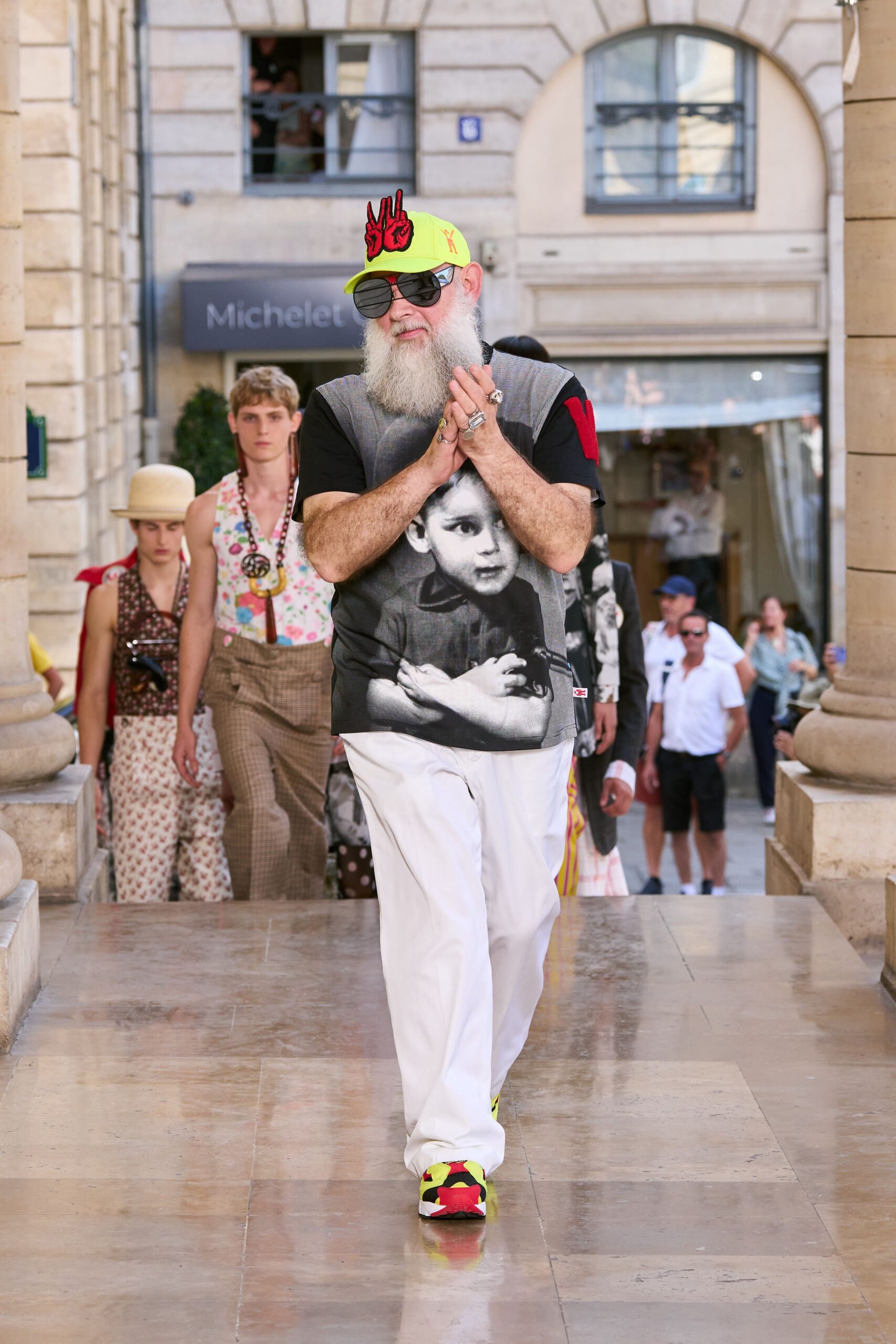 black and white printed t-shirt with relaxed pants